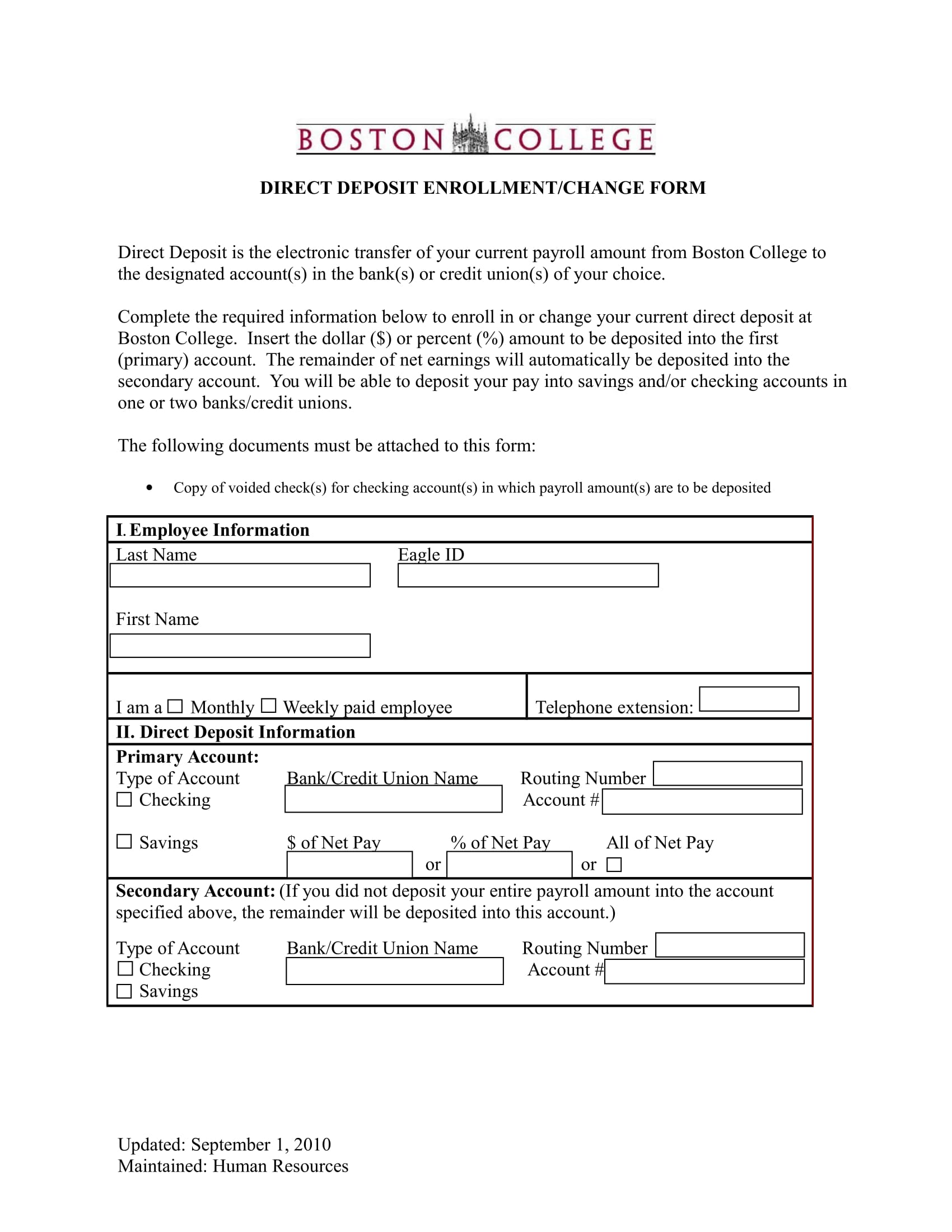 direct deposit enrollment form in doc 1
