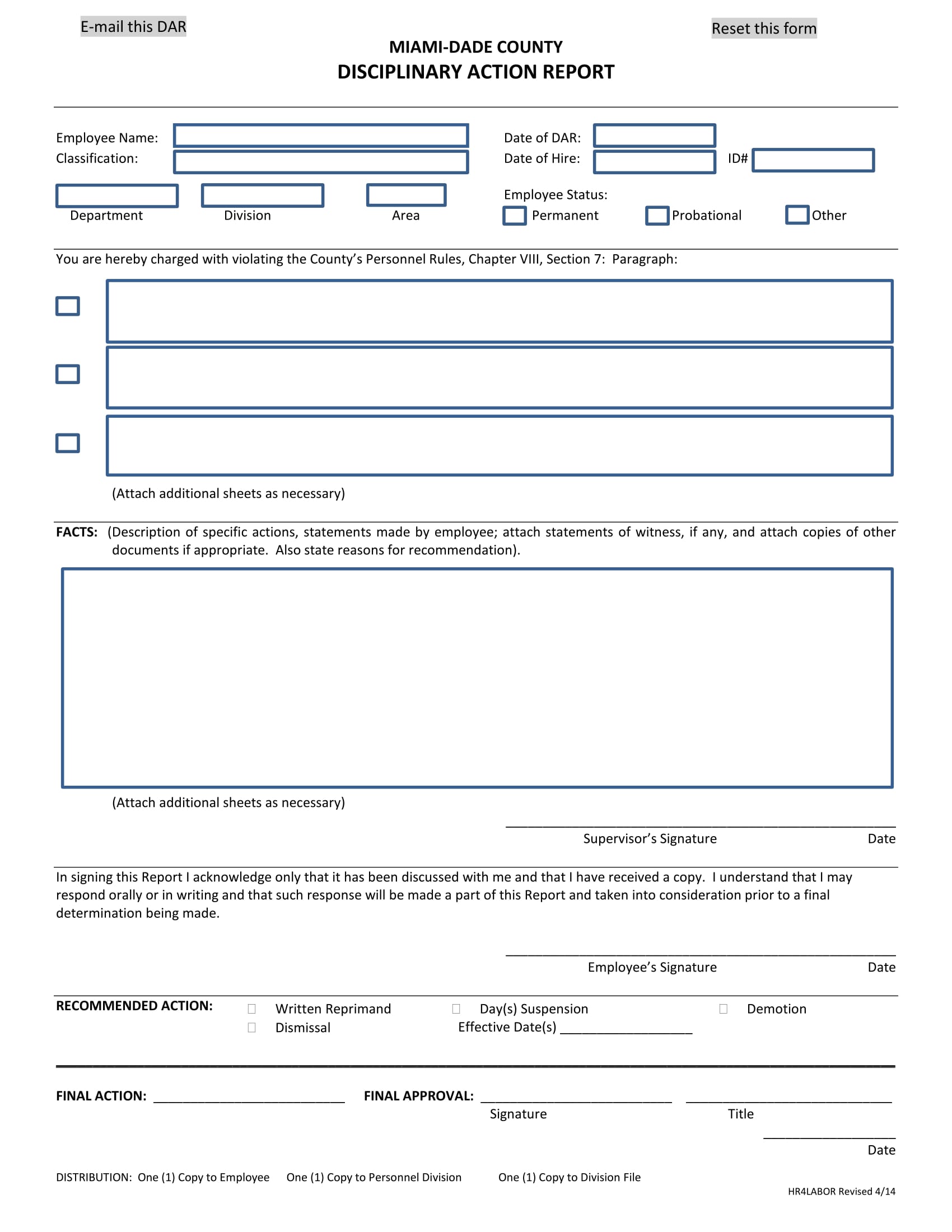 FREE 17 Disciplinary Report Forms In MS Word PDF Google Docs