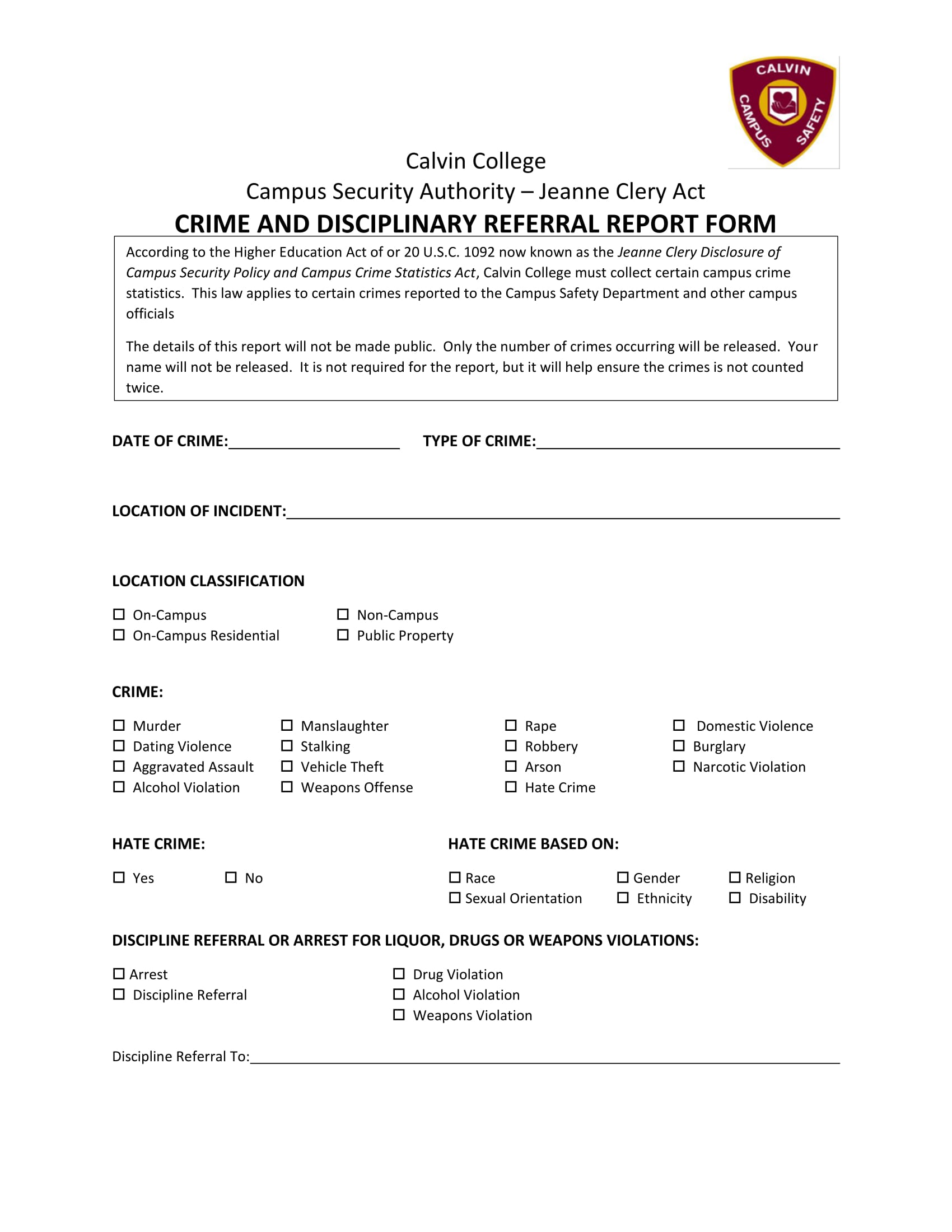 disciplinary referral report form 1
