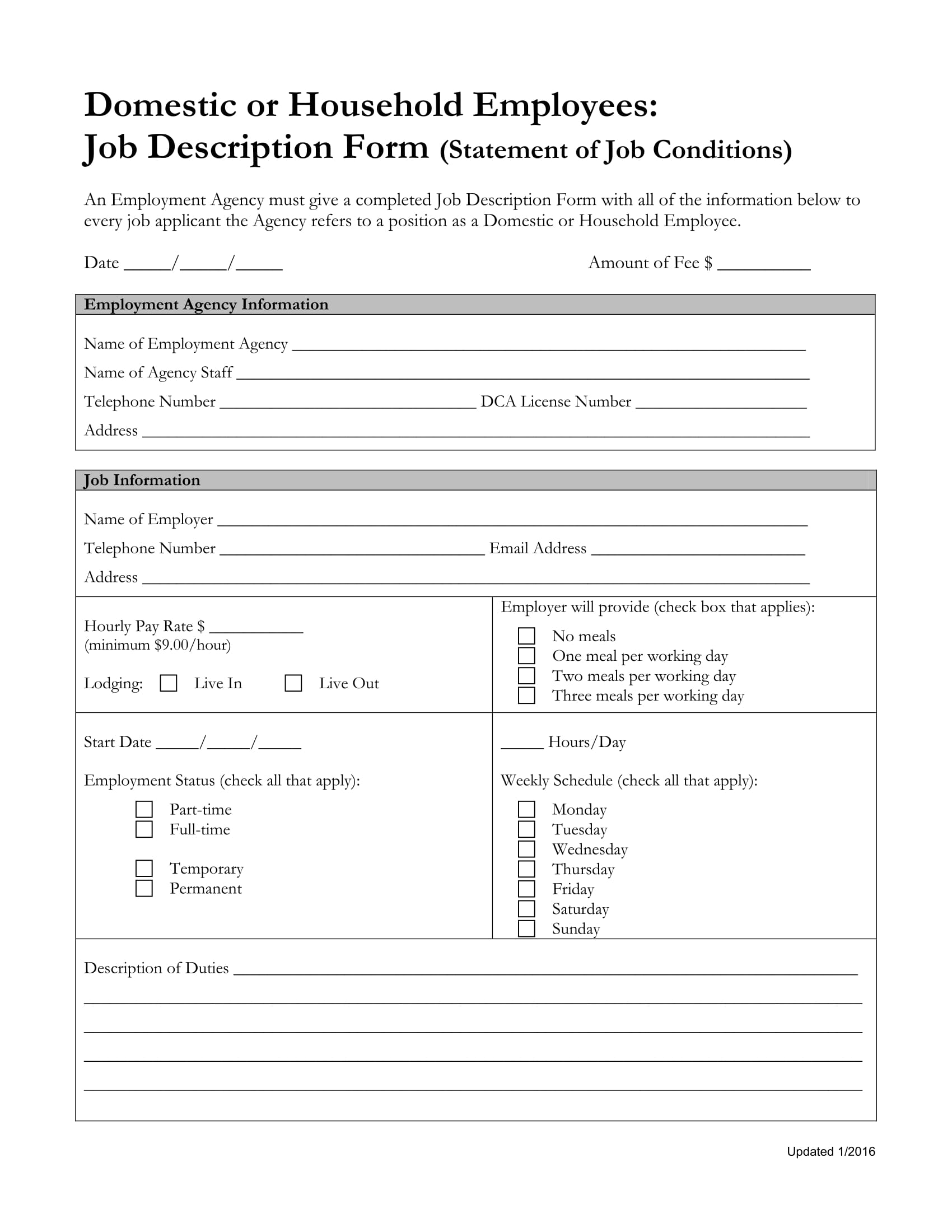 domestic employee job description form 1