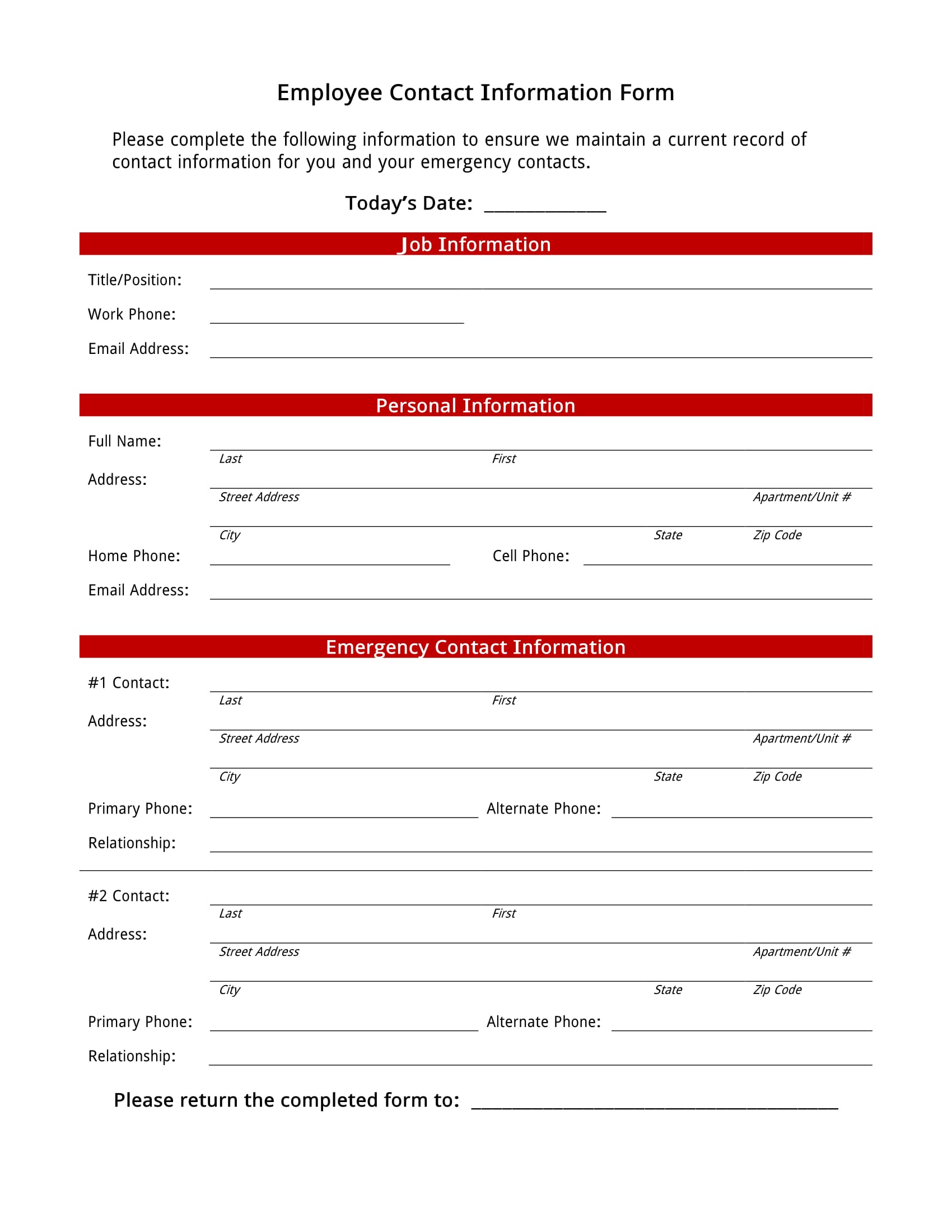 FREE 13+ Employee Information Forms in MS Word PDF