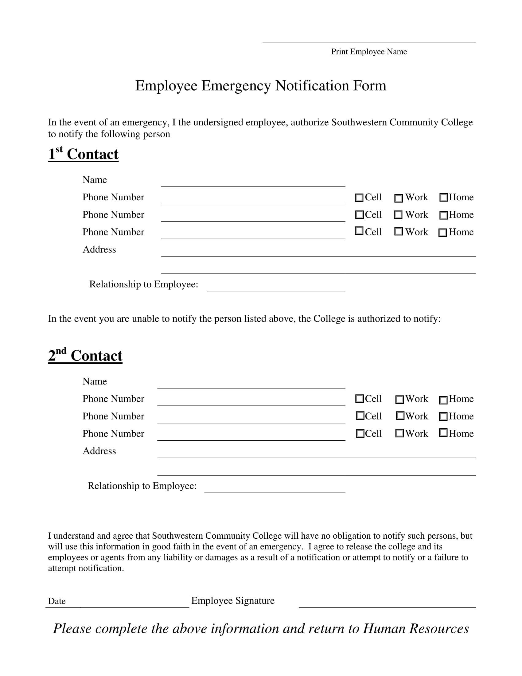 employee emergency notification form 1