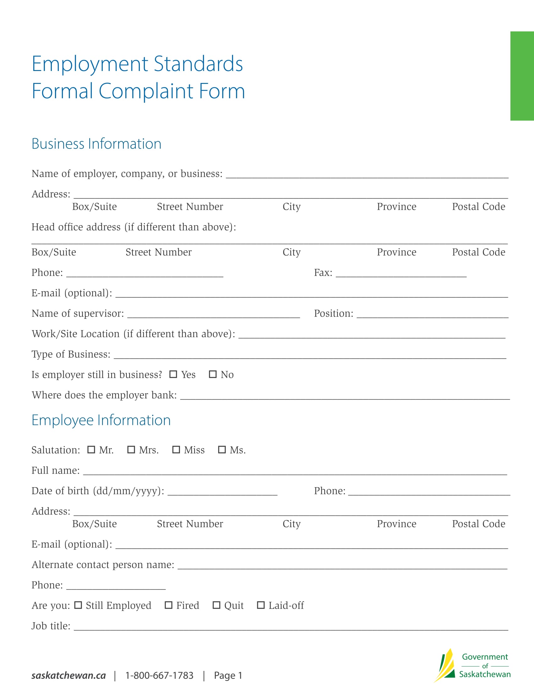 employee formal complaint form 1