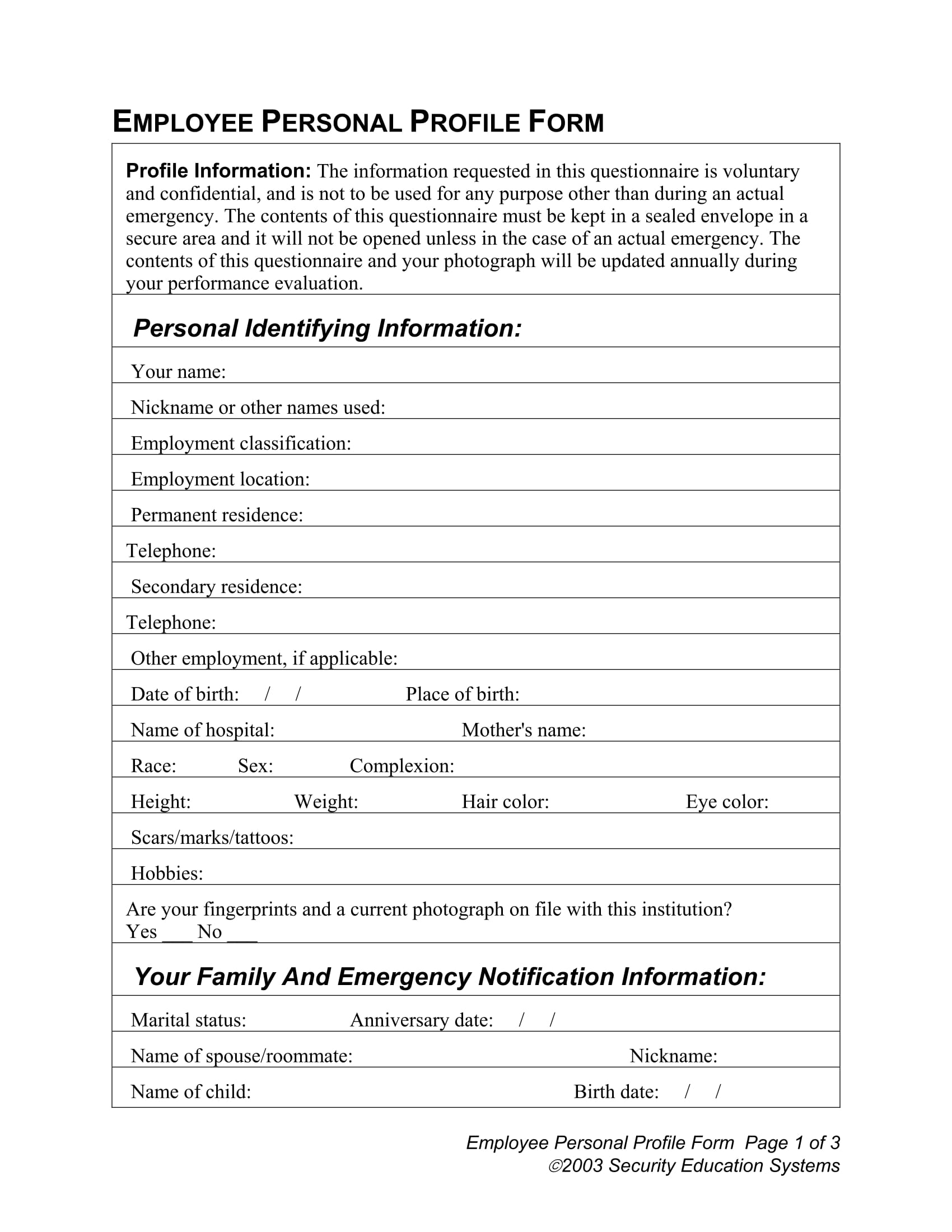 employee personal data emergency notification form 1
