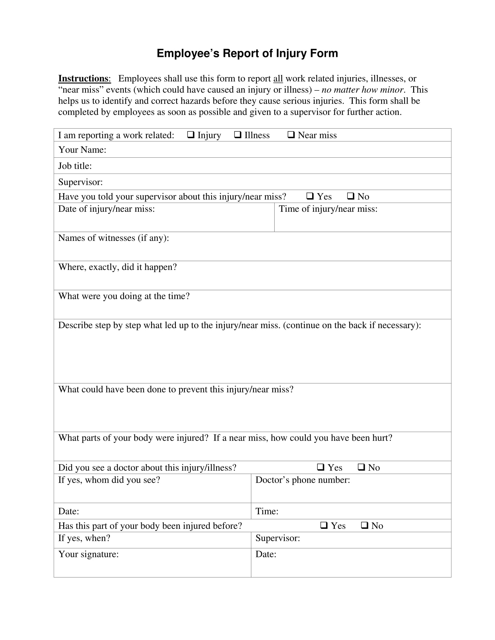 employee’s report of injury form 1