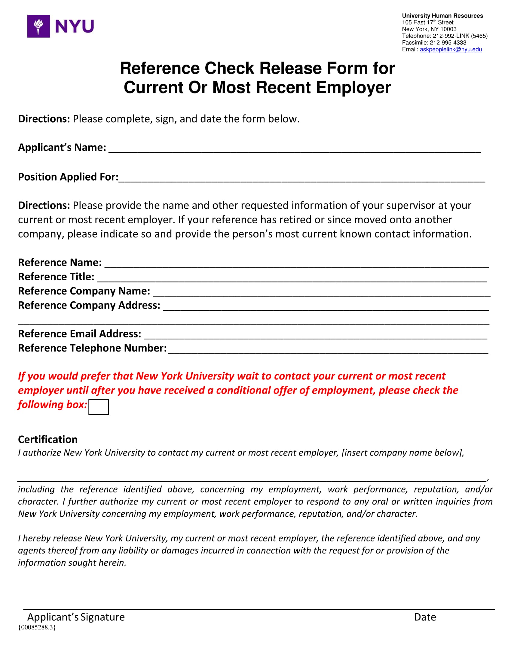 employer reference check release form 1