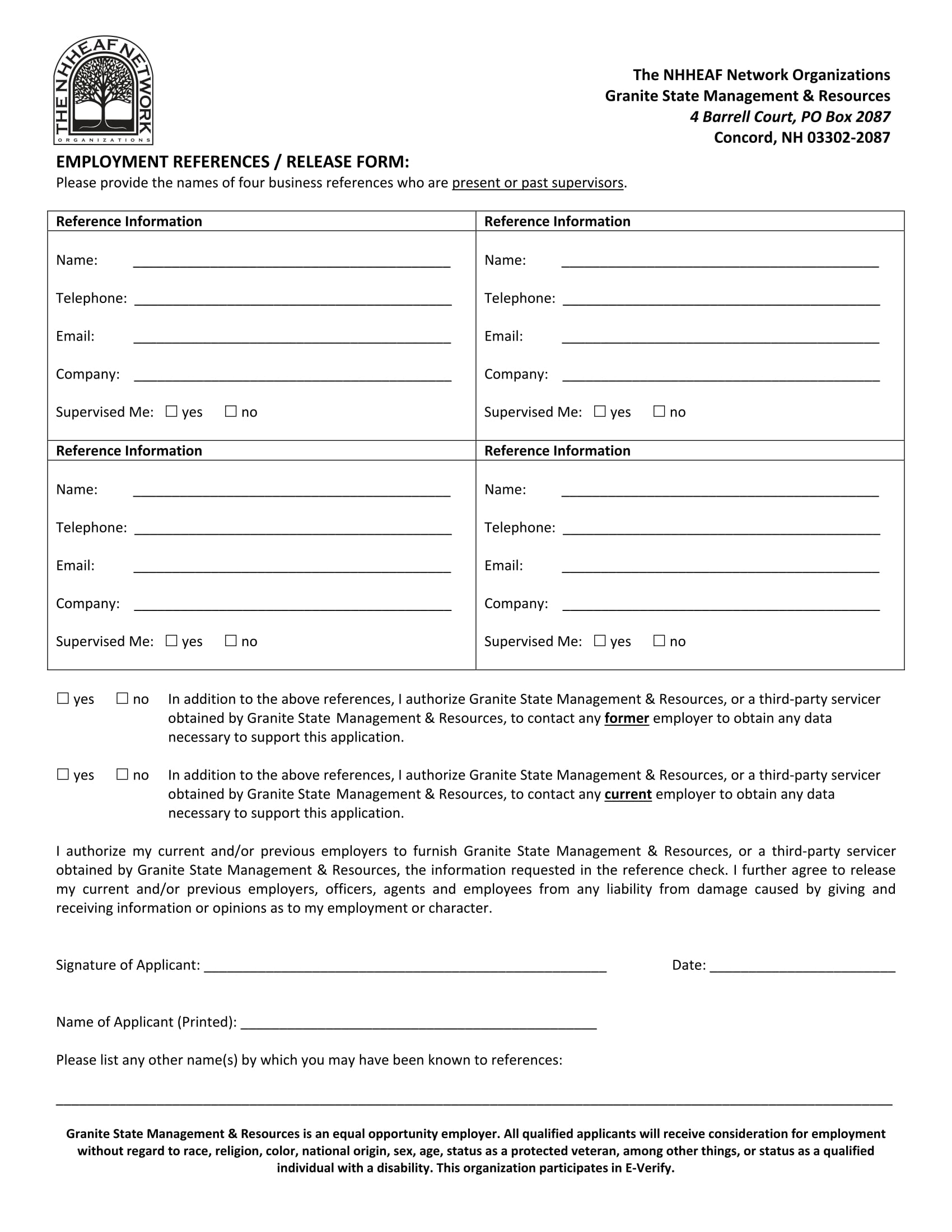 employment references release form 1
