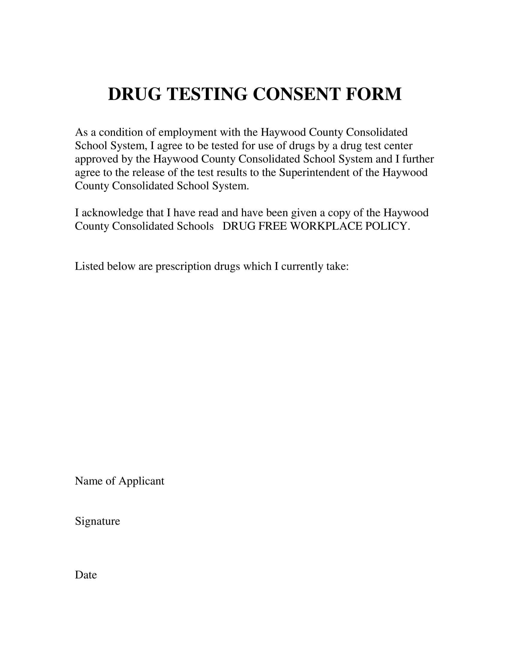 9+ Drug Testing Consent Forms PDF, DOC Free & Premium Templates