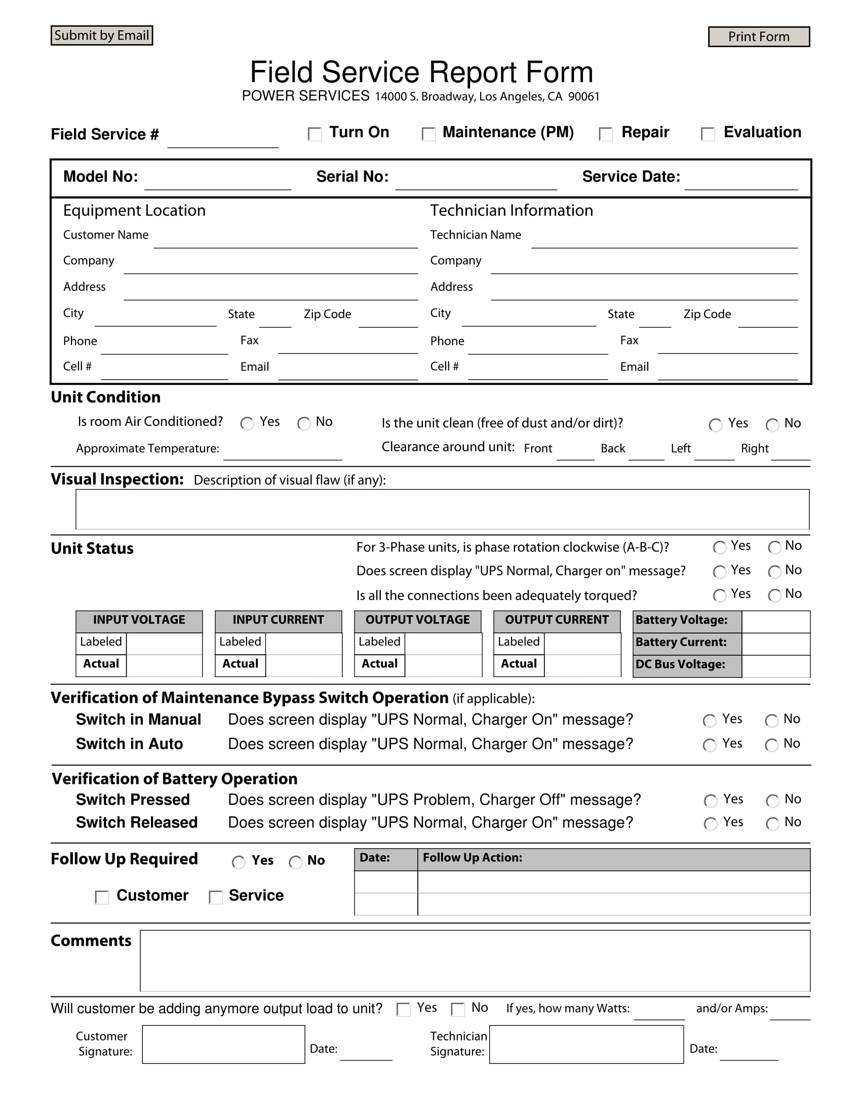 Free Field Service Report Template Printable Templates