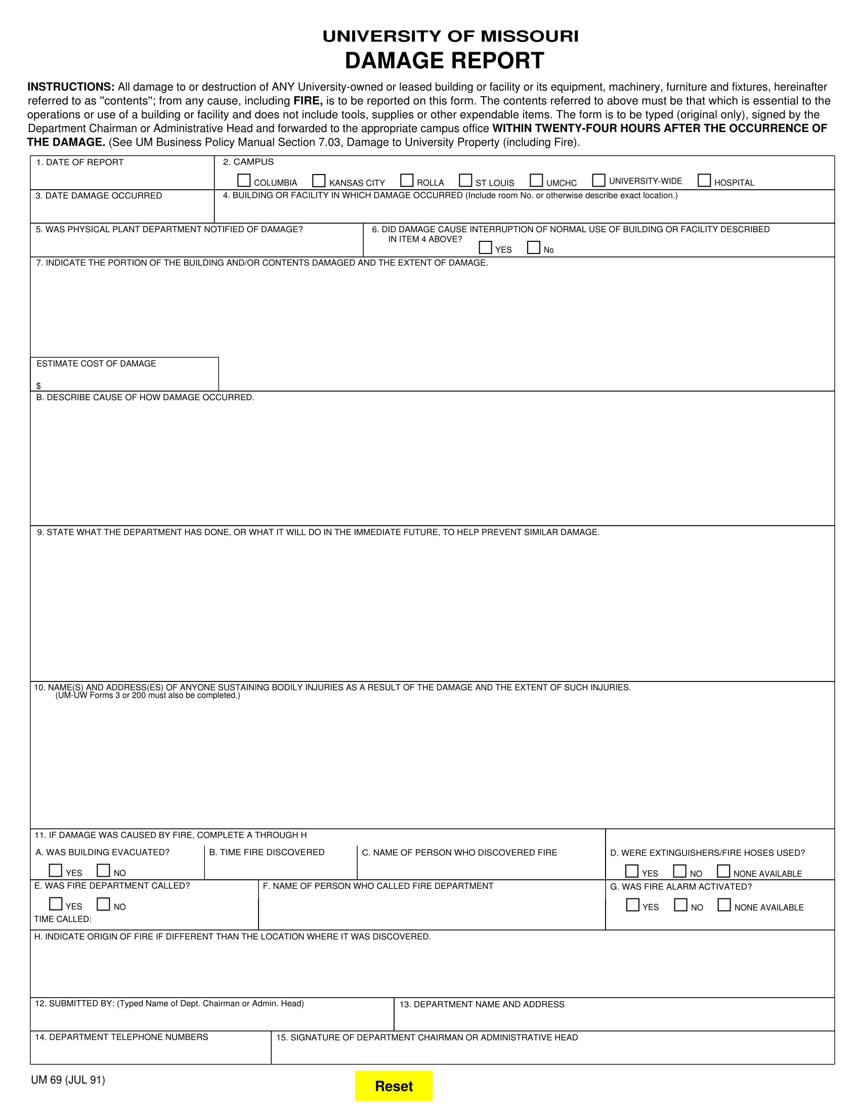 FREE 14  Damage Report Forms in MS Word PDF Excel