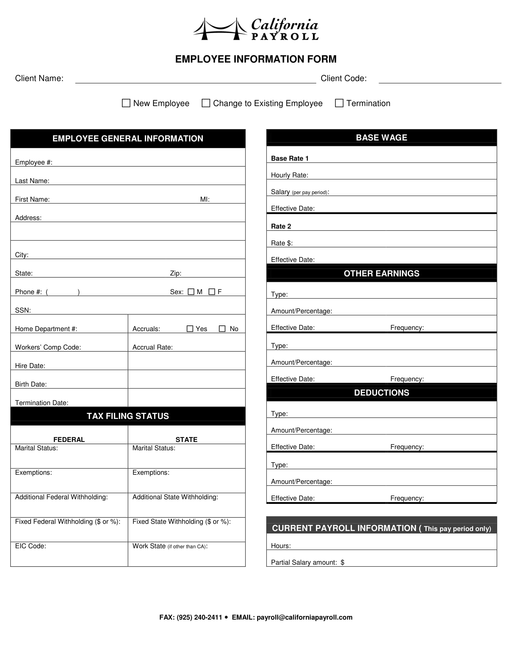 fillable employee information sample form 1