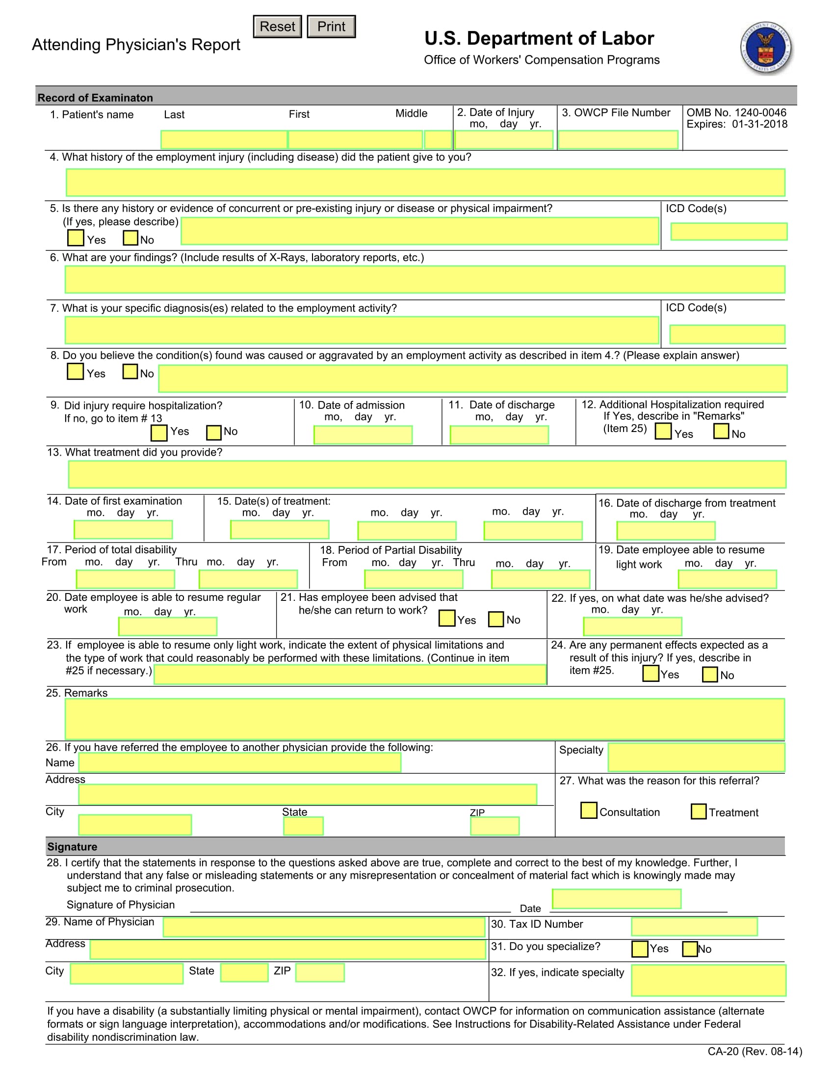 Free 14 Disability Report Forms In Pdf 2409