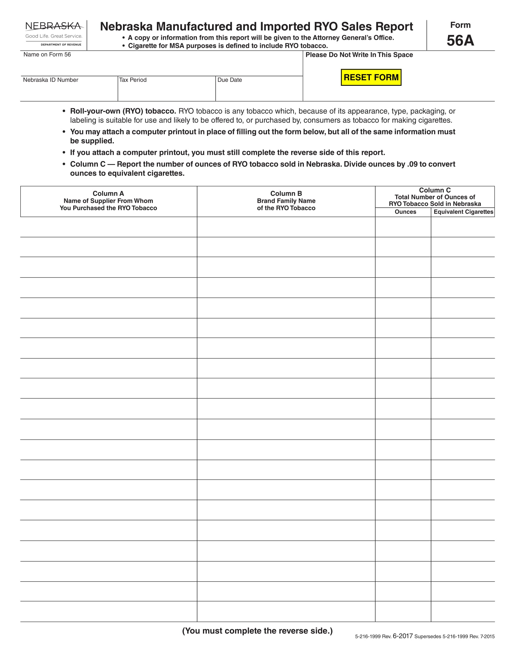 fillable tobacco sales report form 1