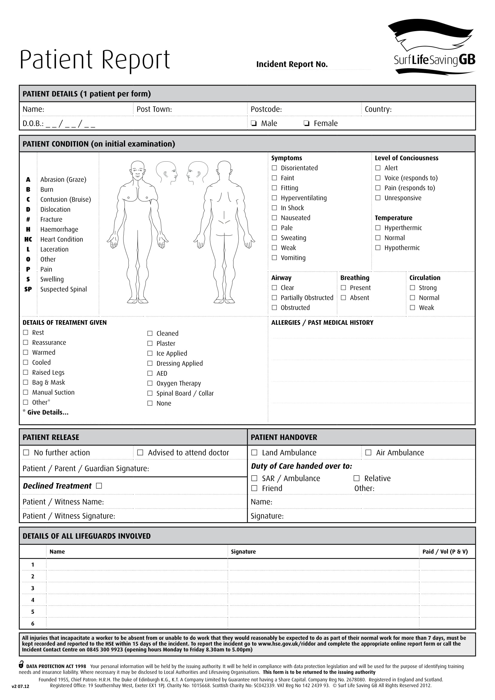 Patient Report Form Template Download Riset