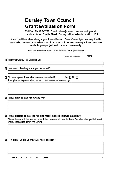 grant evaluation report form