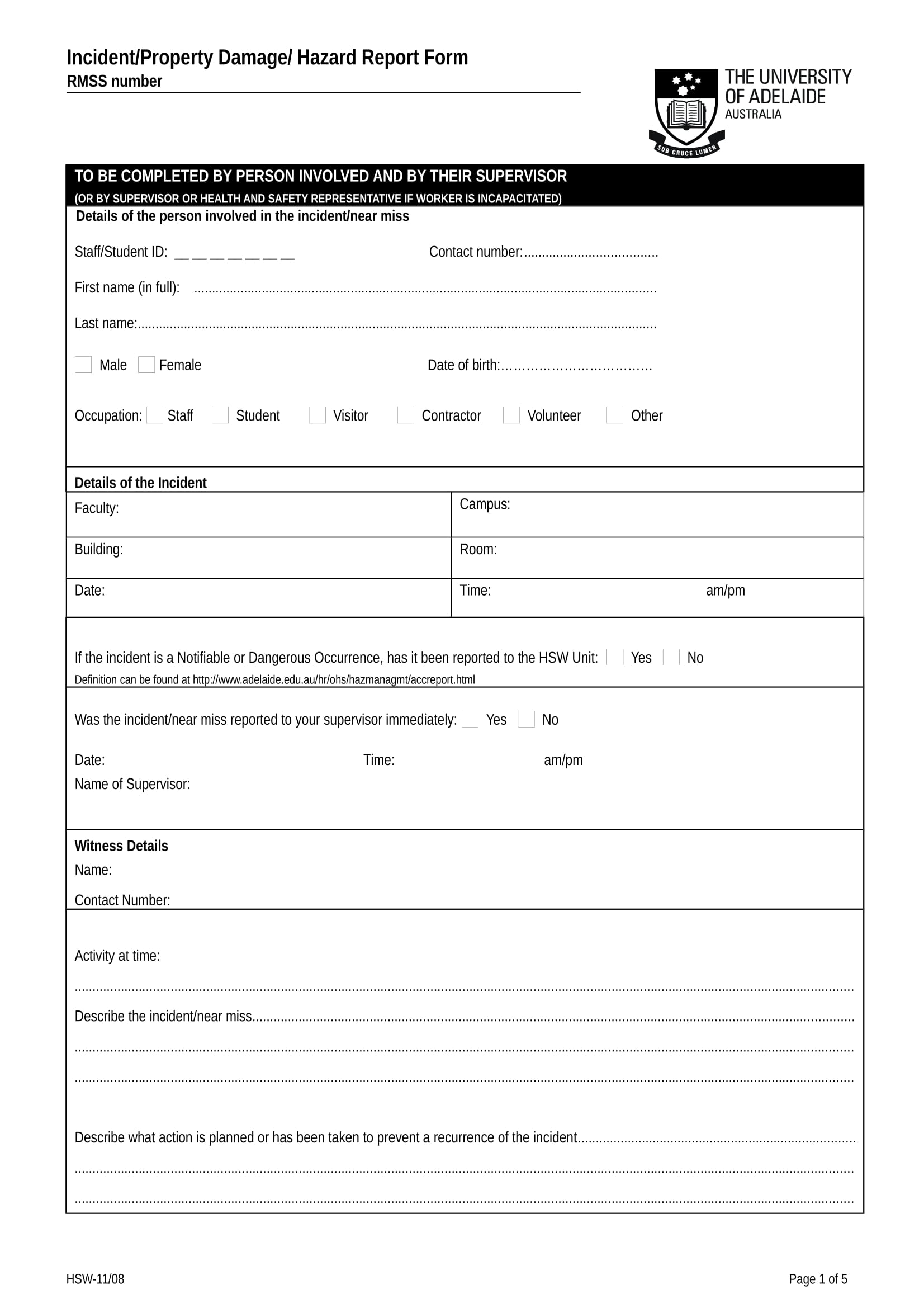 Equipment Fault Report Template