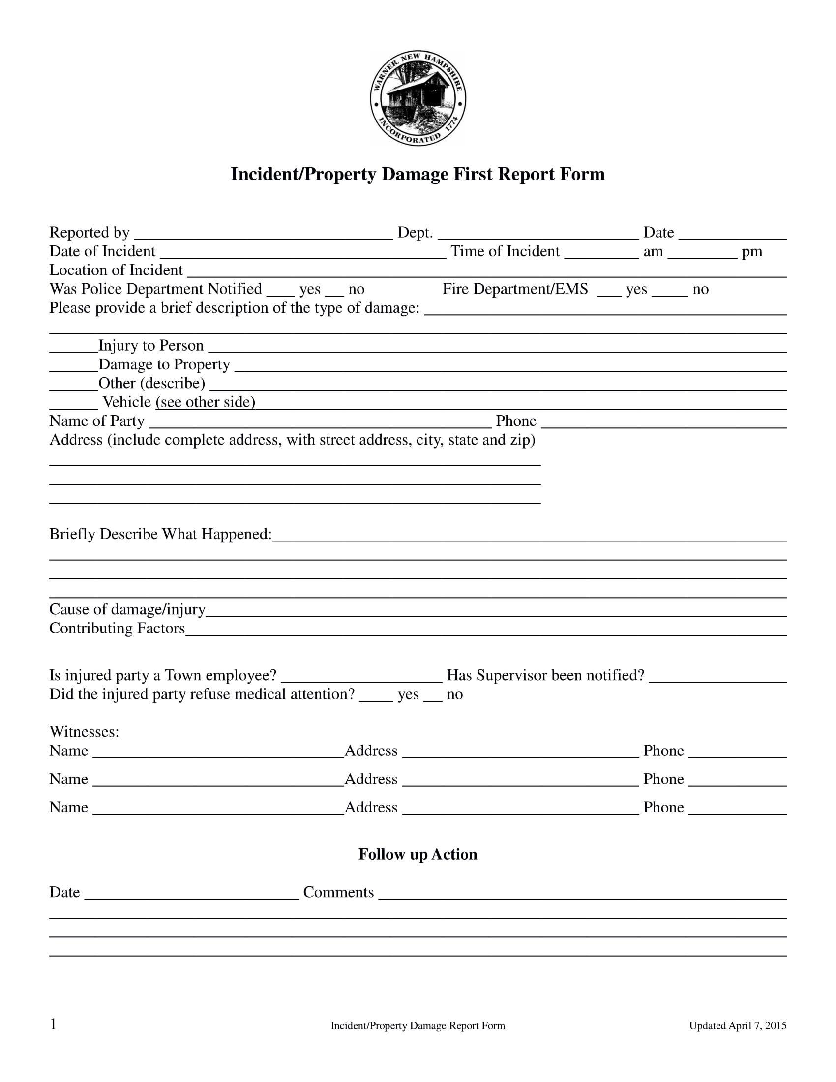 Explore Our Example Of Property Damage Report Form