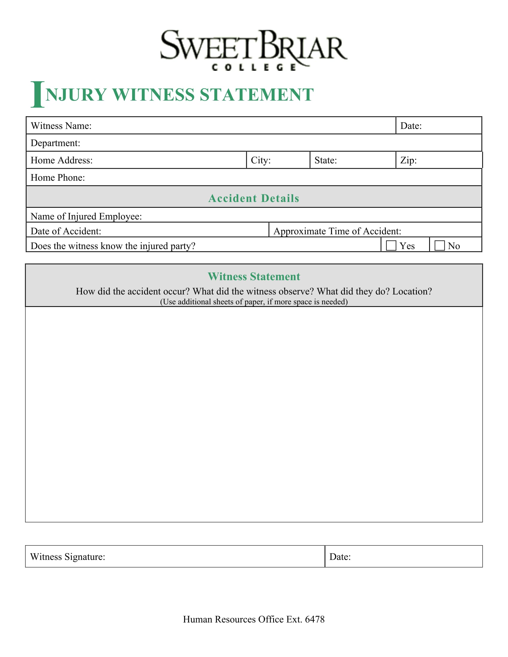 injury witness statement form 1