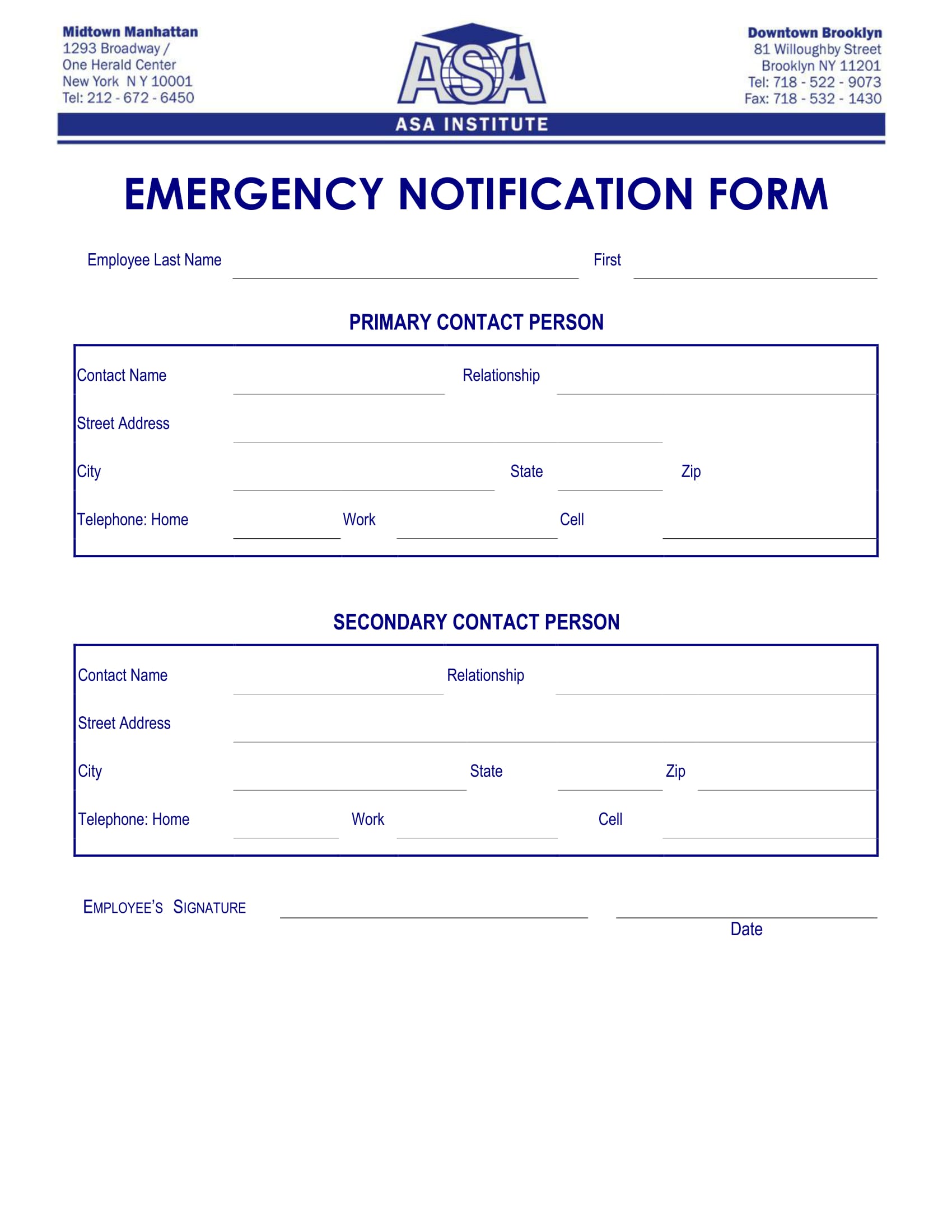 institute employee emergency notification form 1