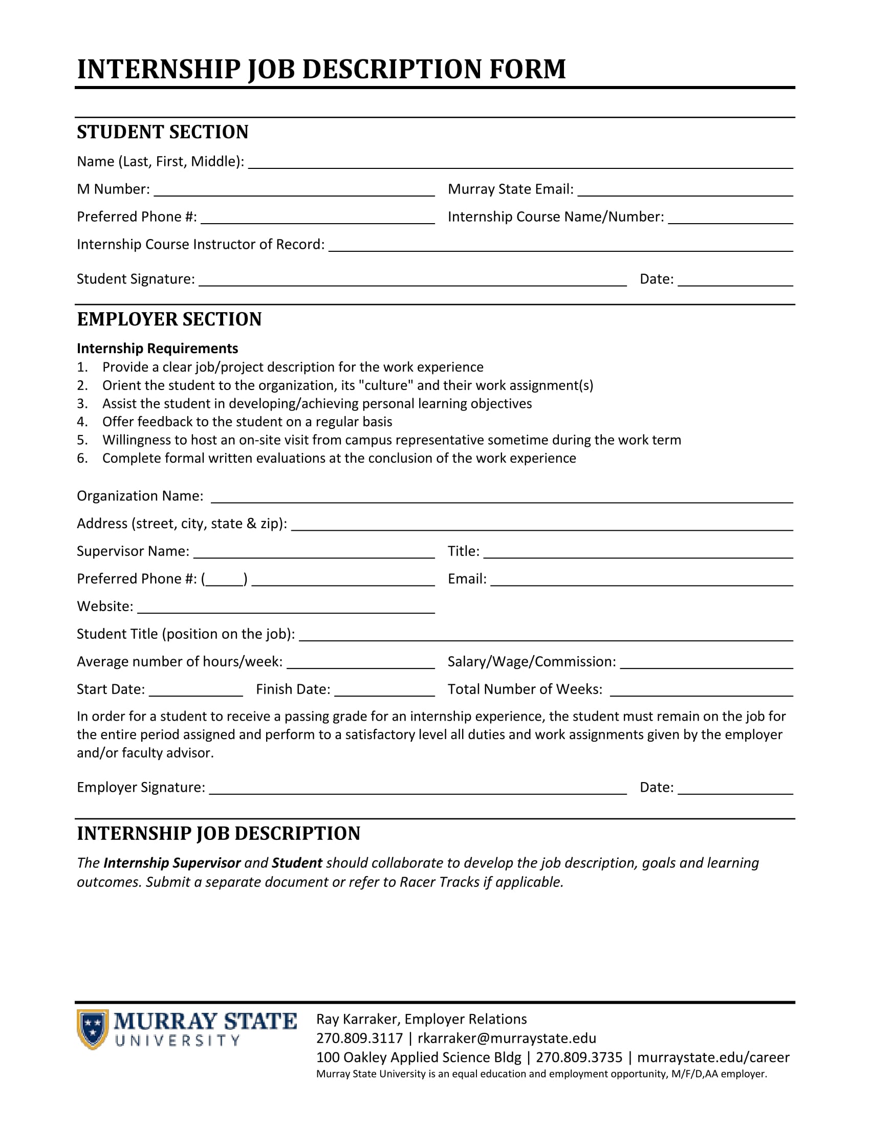 internship job description form 1