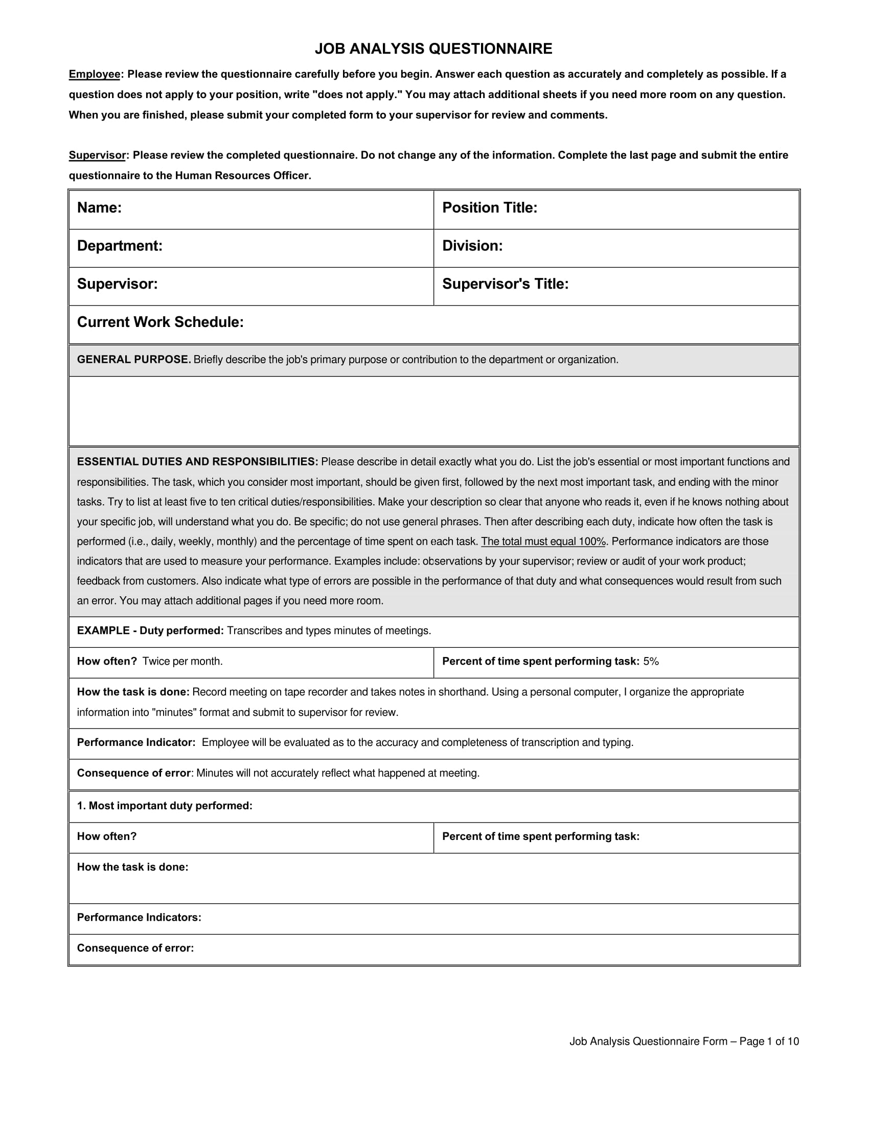 job analysis questionnaire form 01