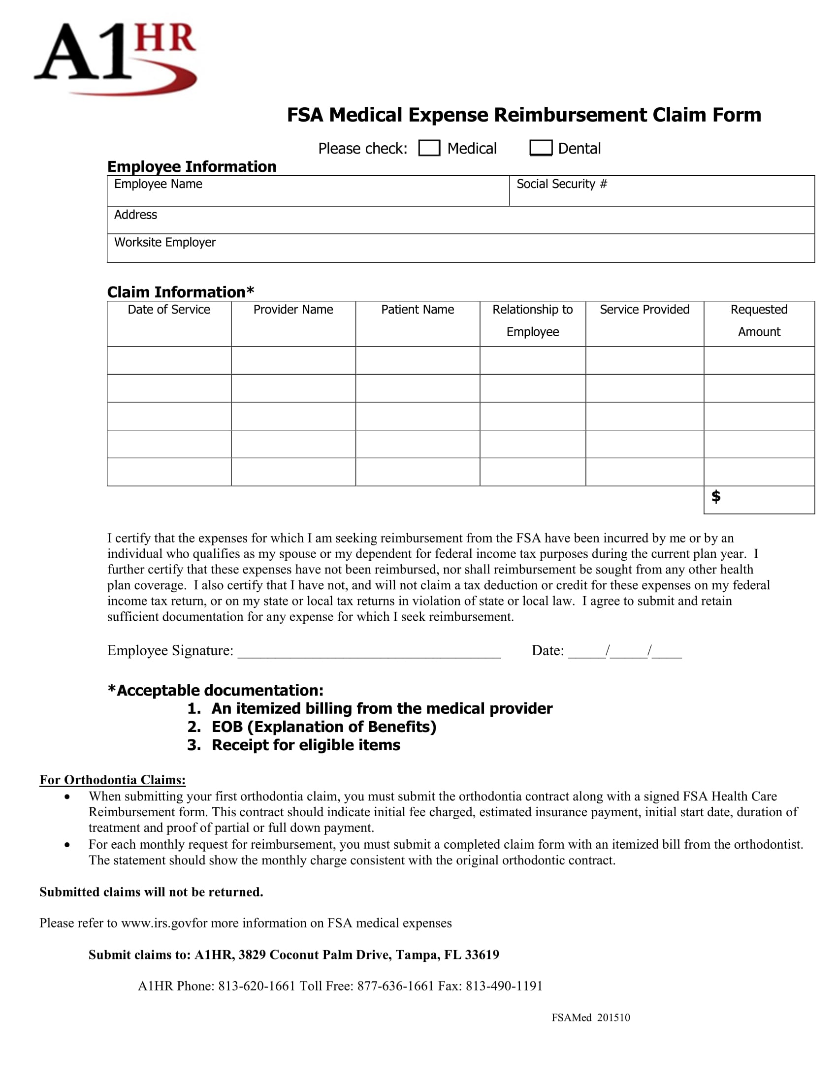 2022 Medical Reimbursement Form Fillable Printable Pdf Forms Images