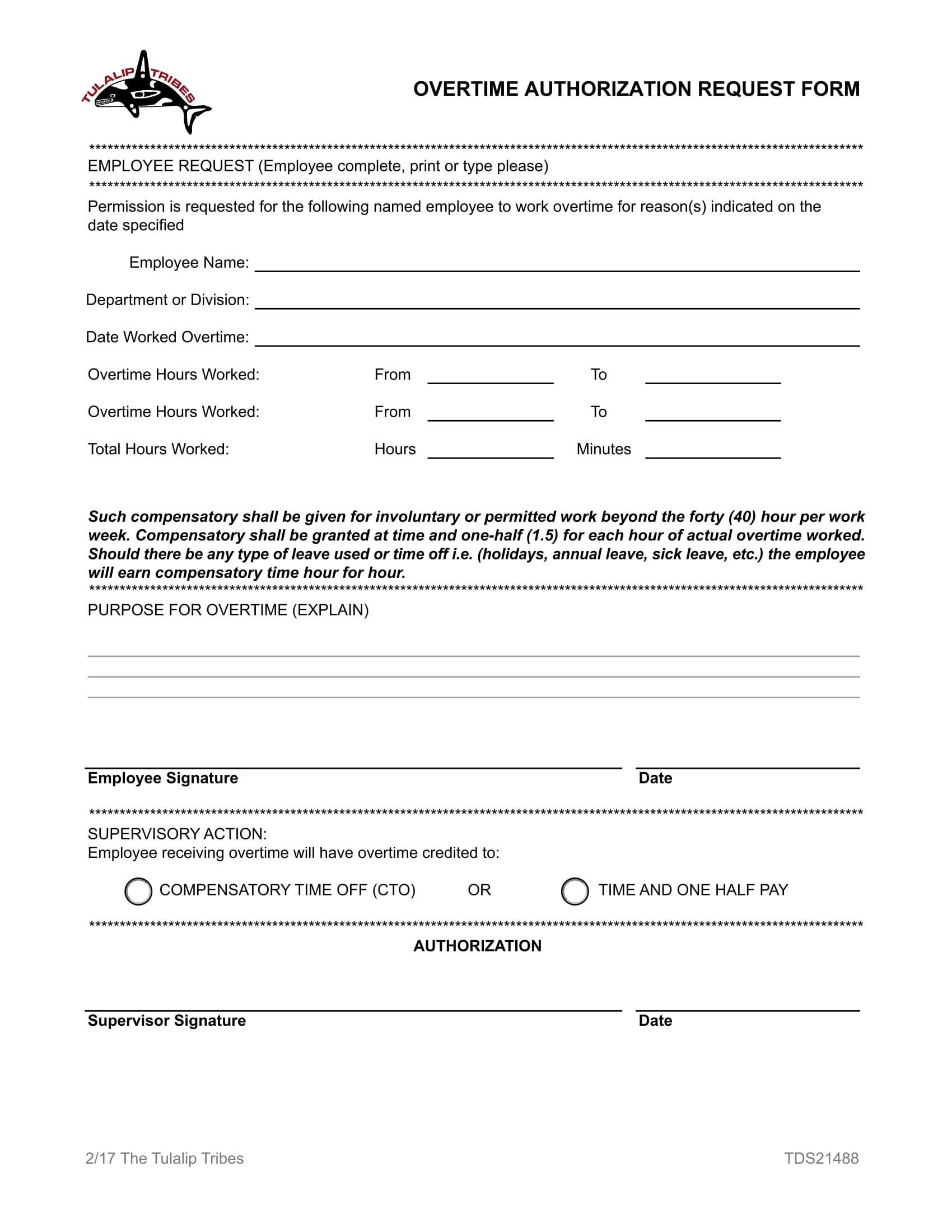 overtime authorization request form 1