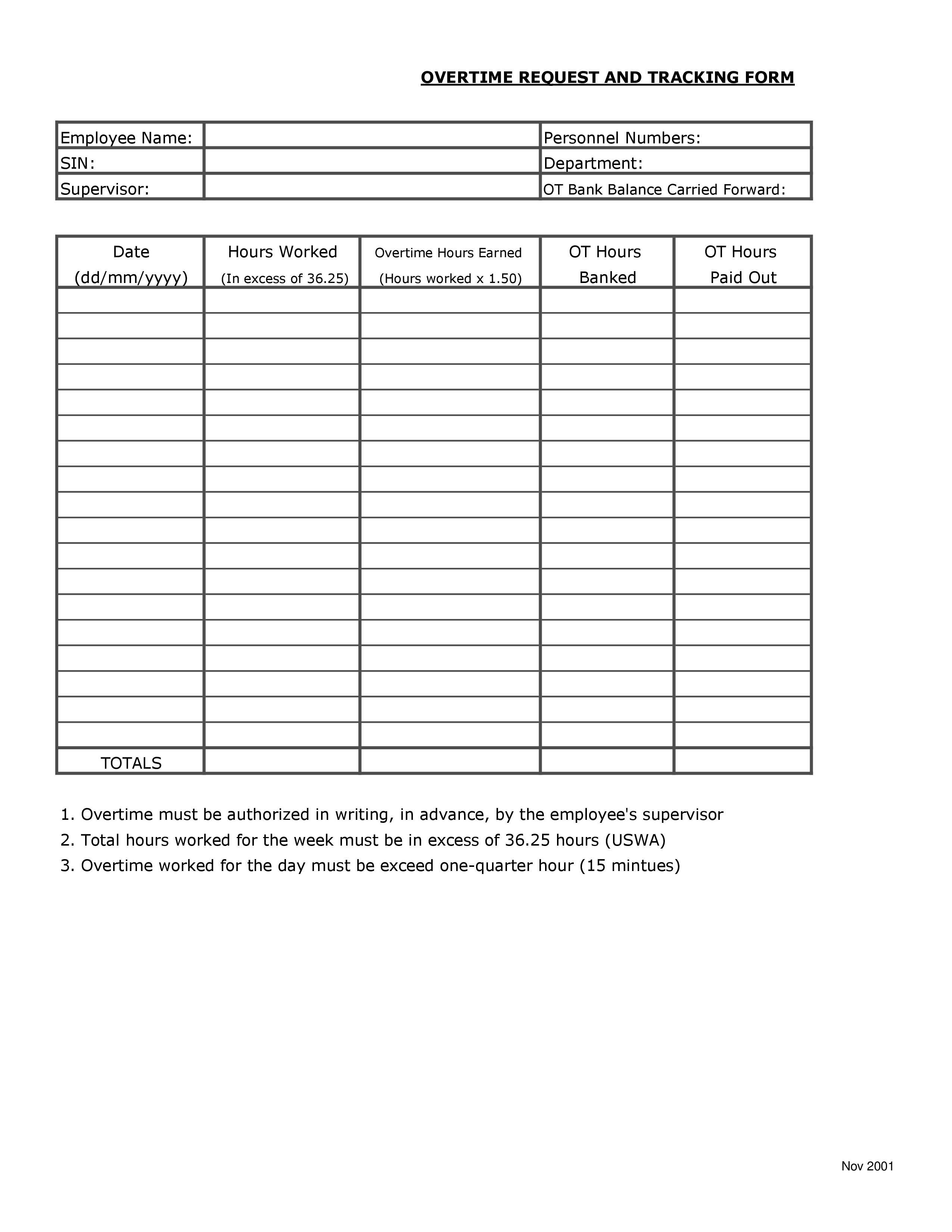 11 Overtime Authorization Forms Templates PDF DOC Free 