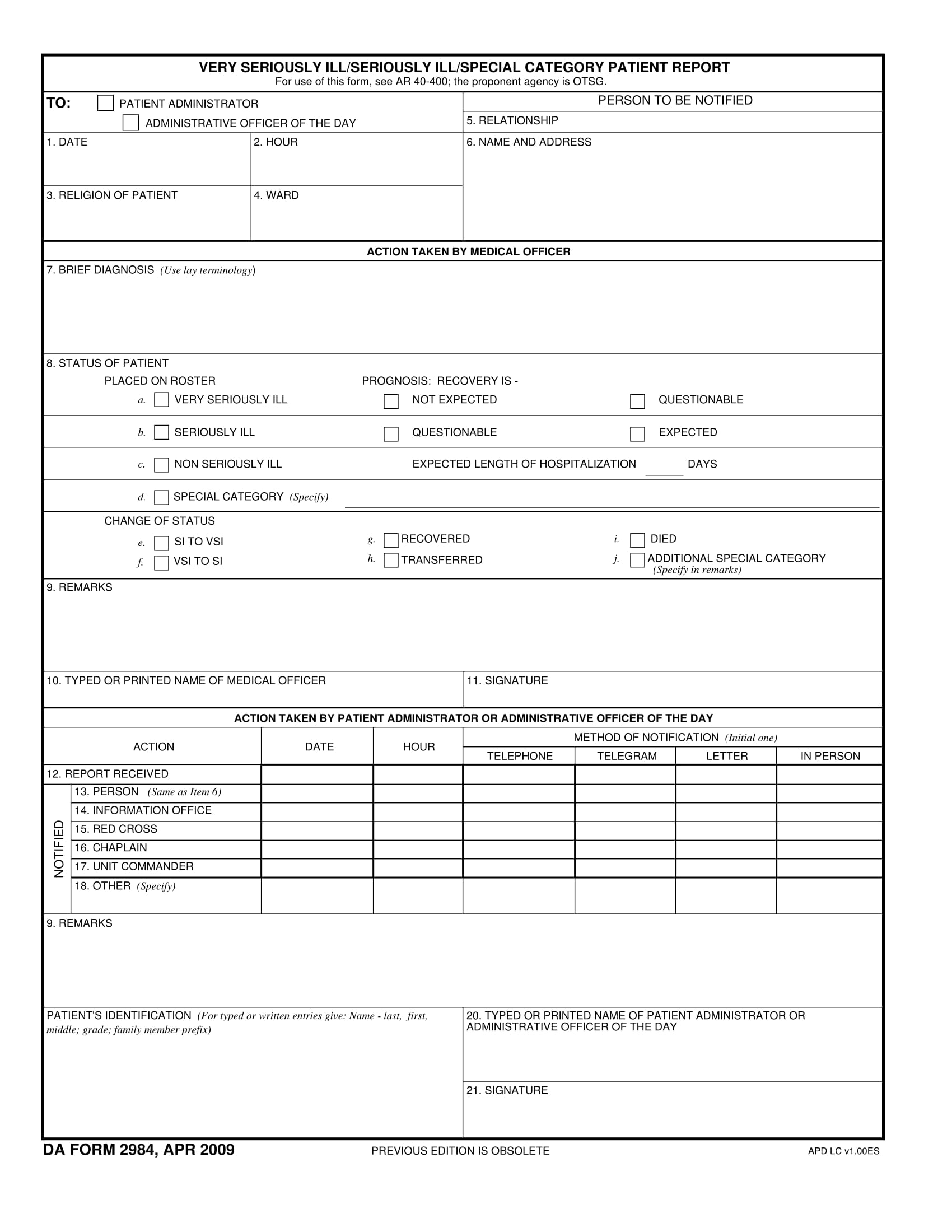 ems report forms