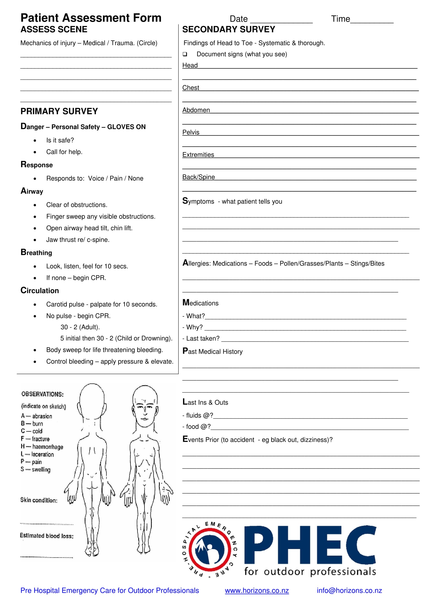 patient assesment report form 1