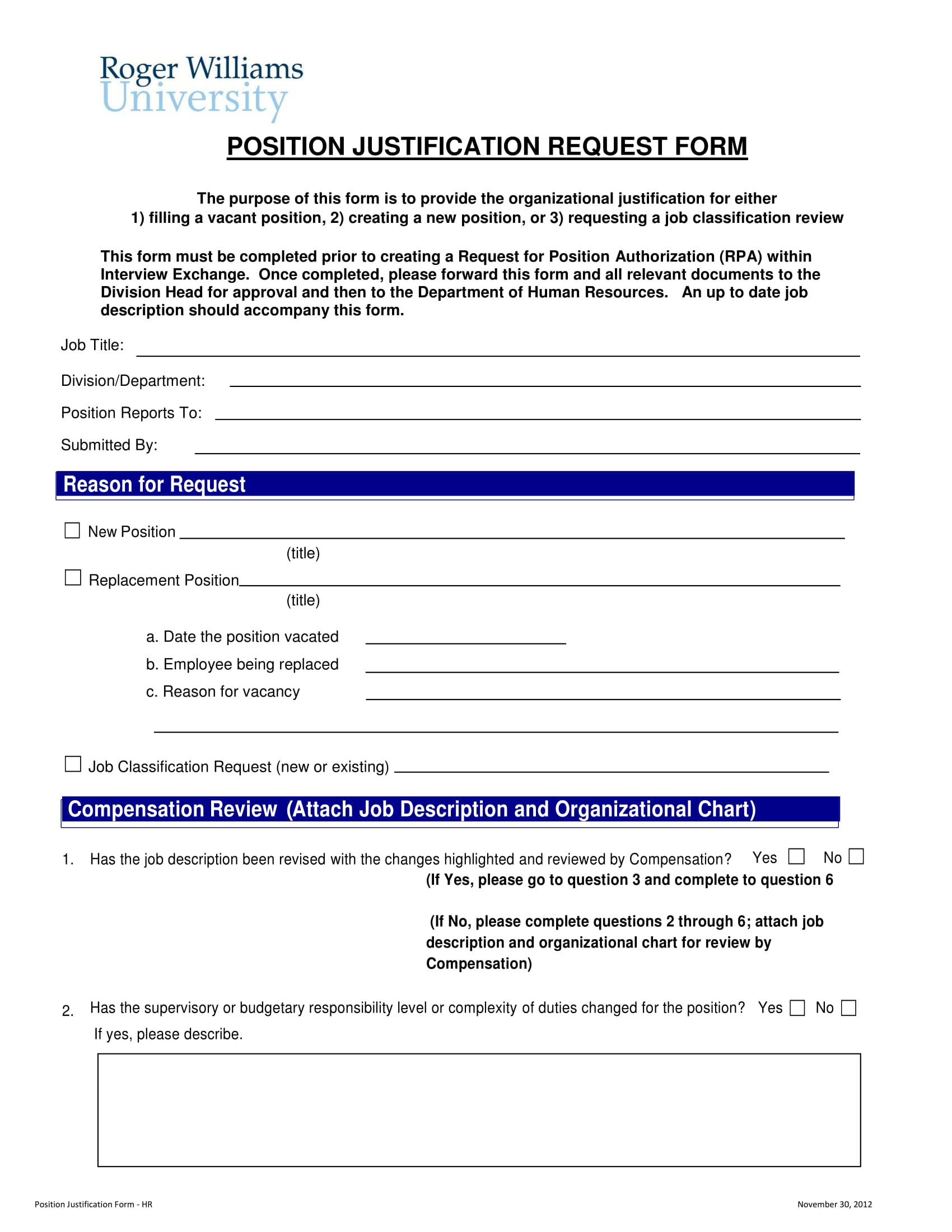 FREE 15+ Position Request Forms in PDF MS Word