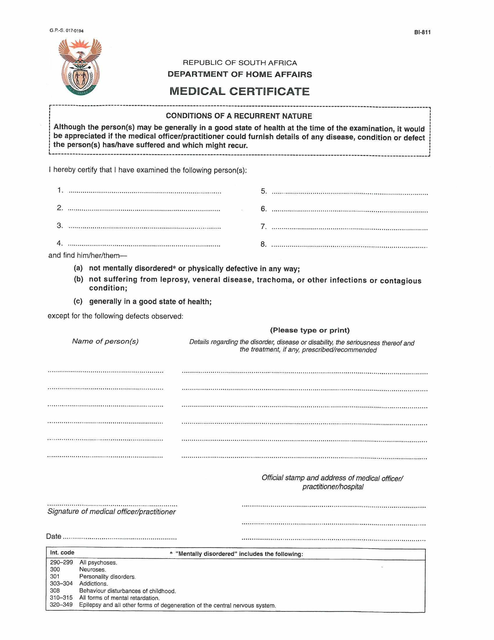 practitioner’s medical report form 1