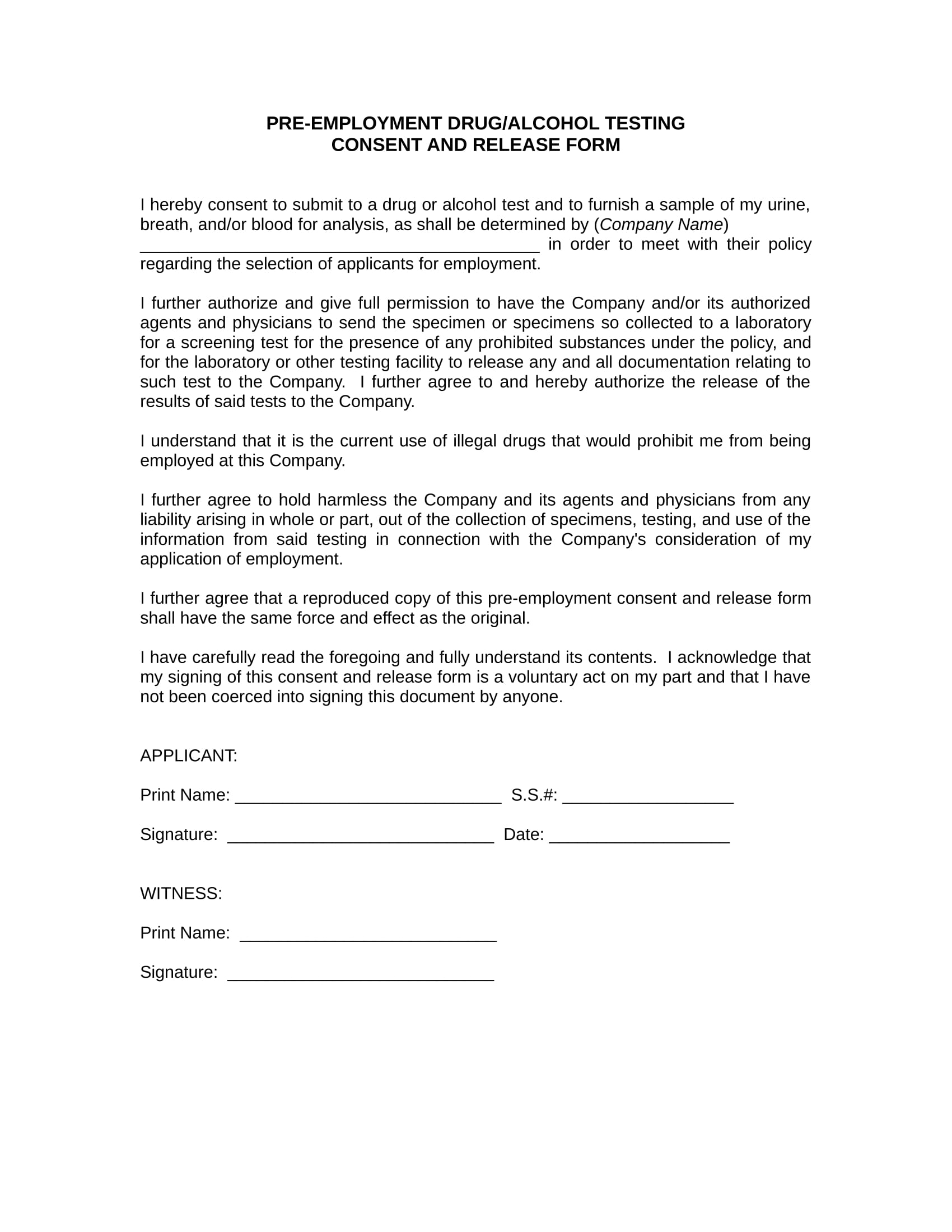 FREE 15+ Drug Testing Consent Forms in PDF MS Word