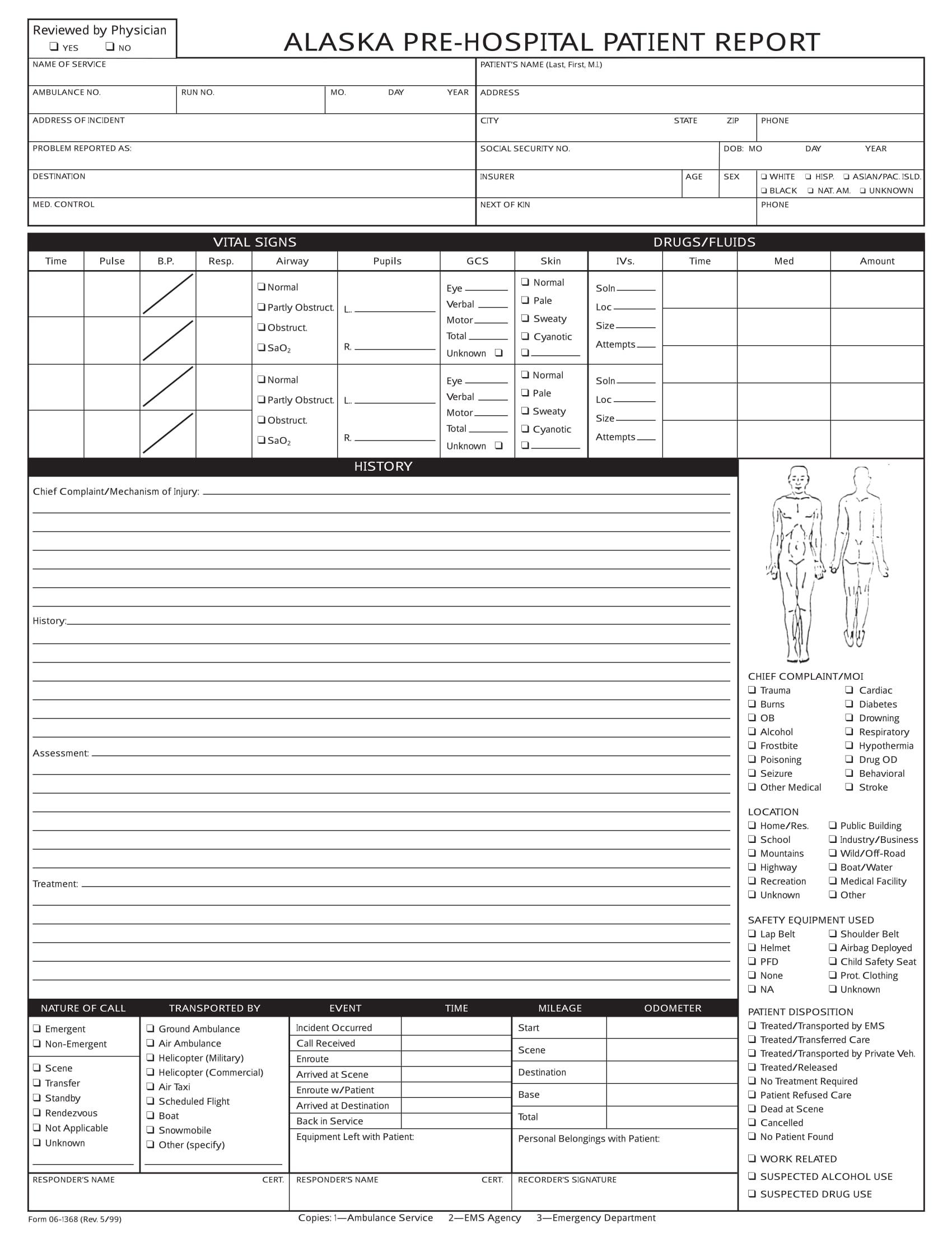 Prehospital Patient Care Report Form