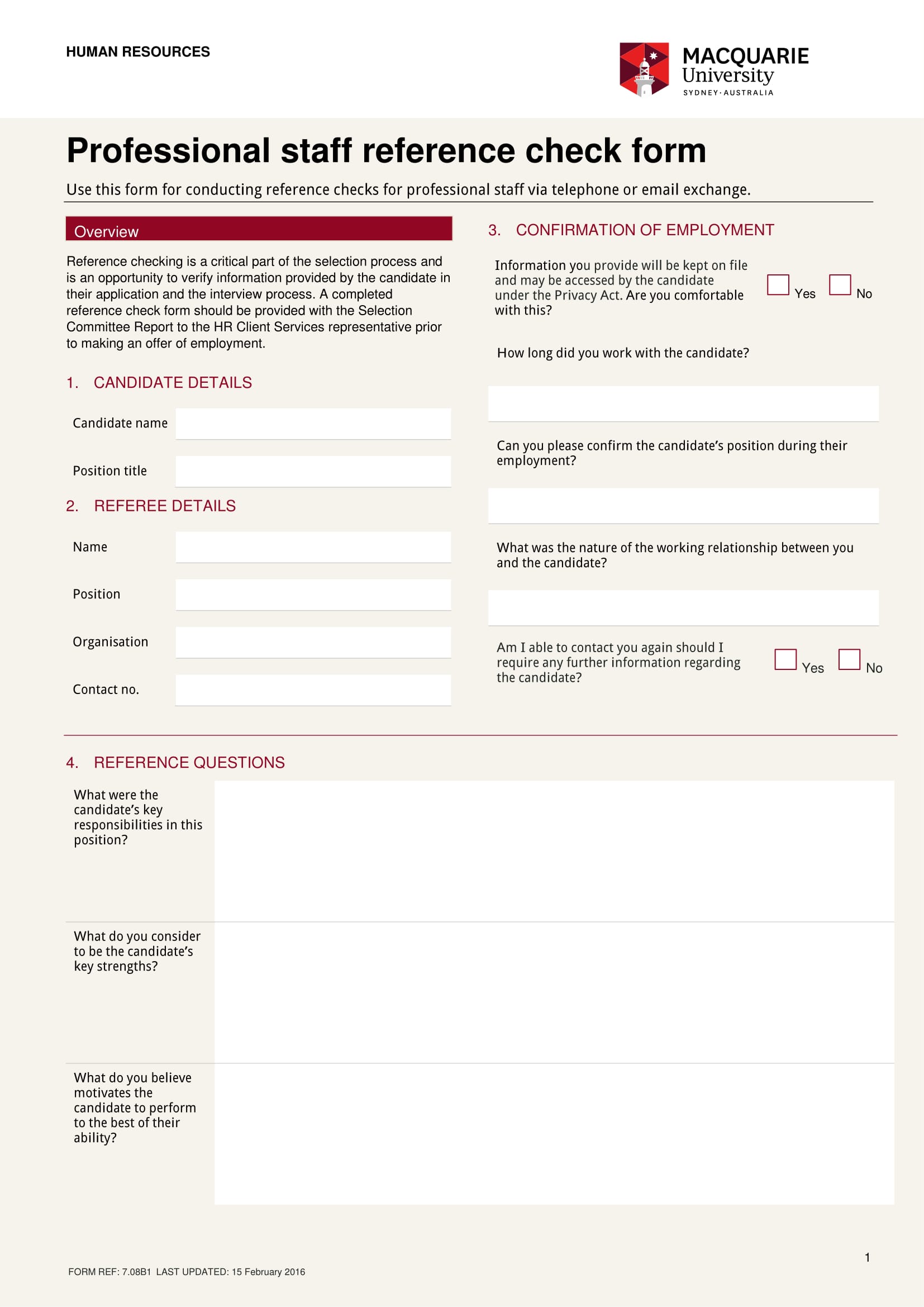 Printable Reference Check Form Template Printable Templates 2783