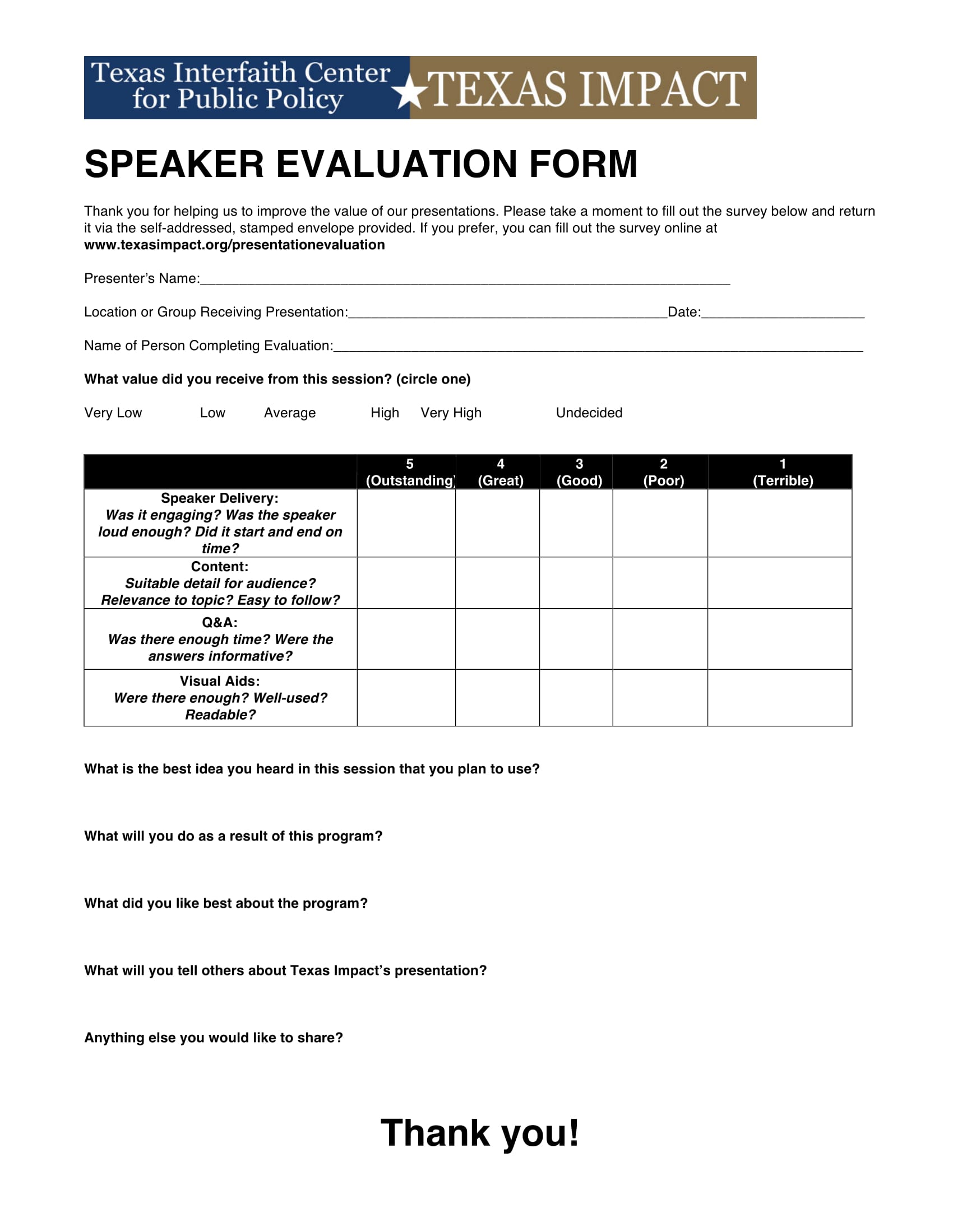 FREE 14+ Speaker Evaluation Forms in PDF