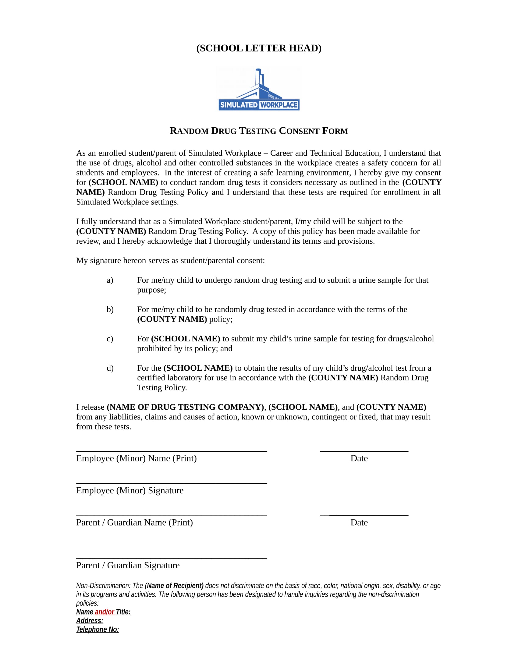 random drug test consent form 1