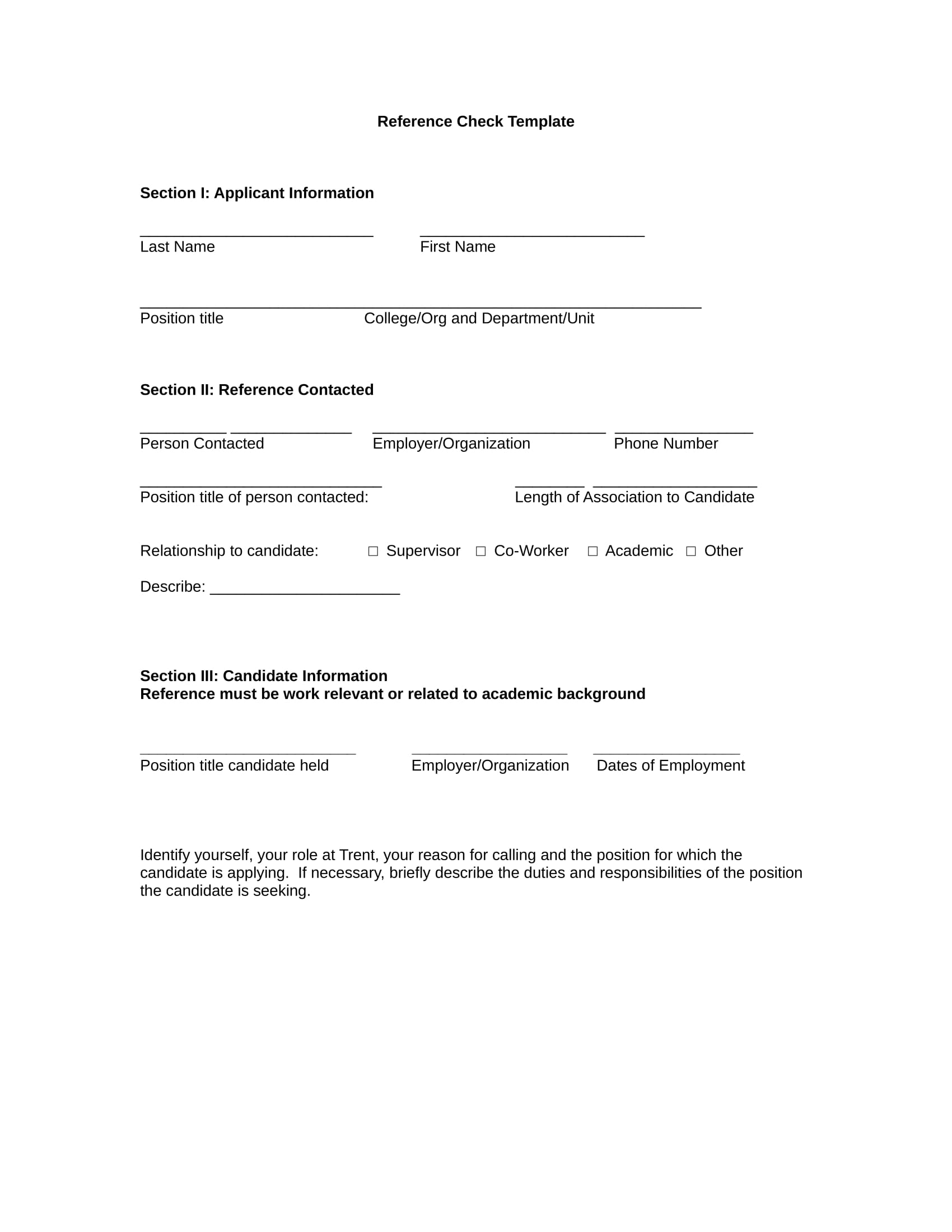 FREE 15+ Reference Check Forms in PDF MS Word