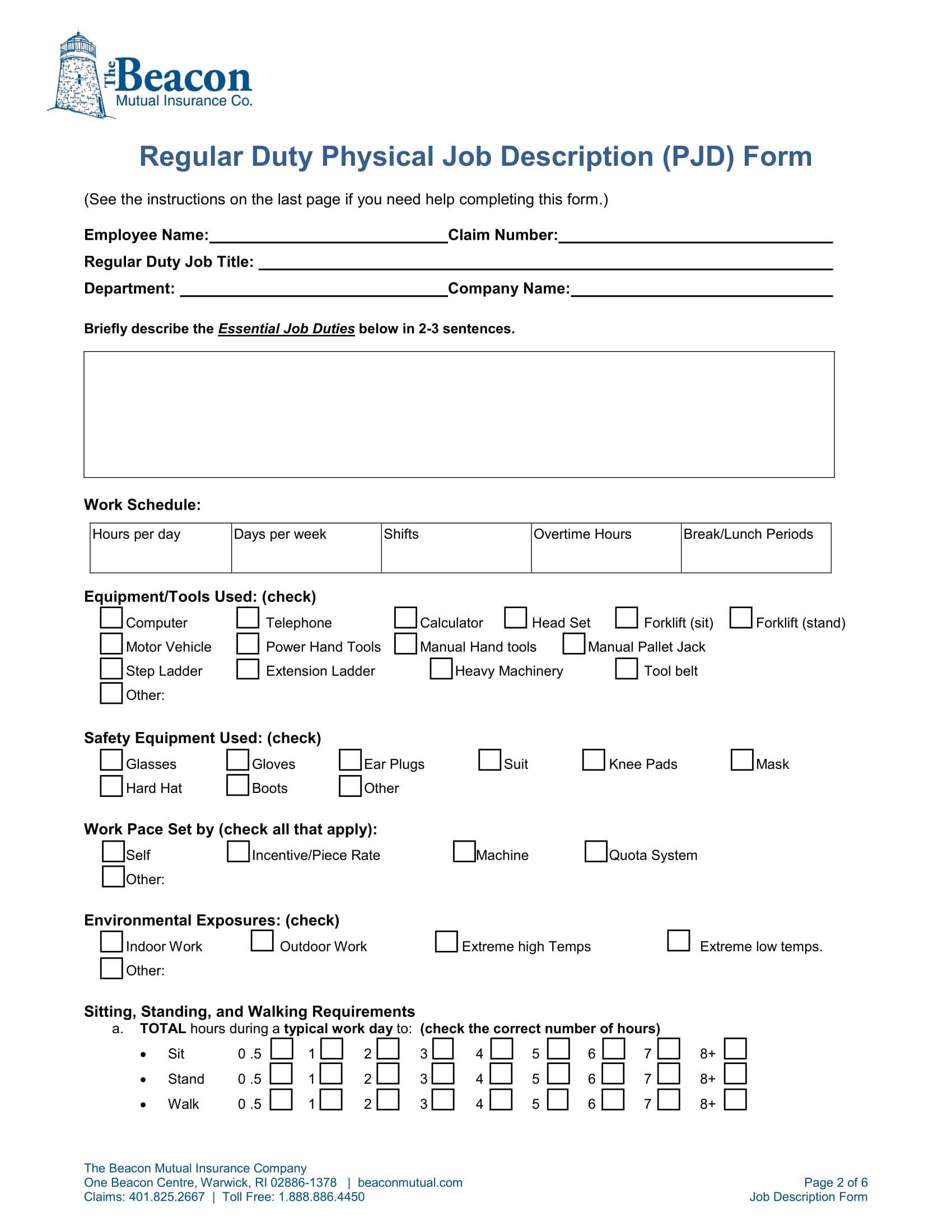 regular duty physical job description form 2