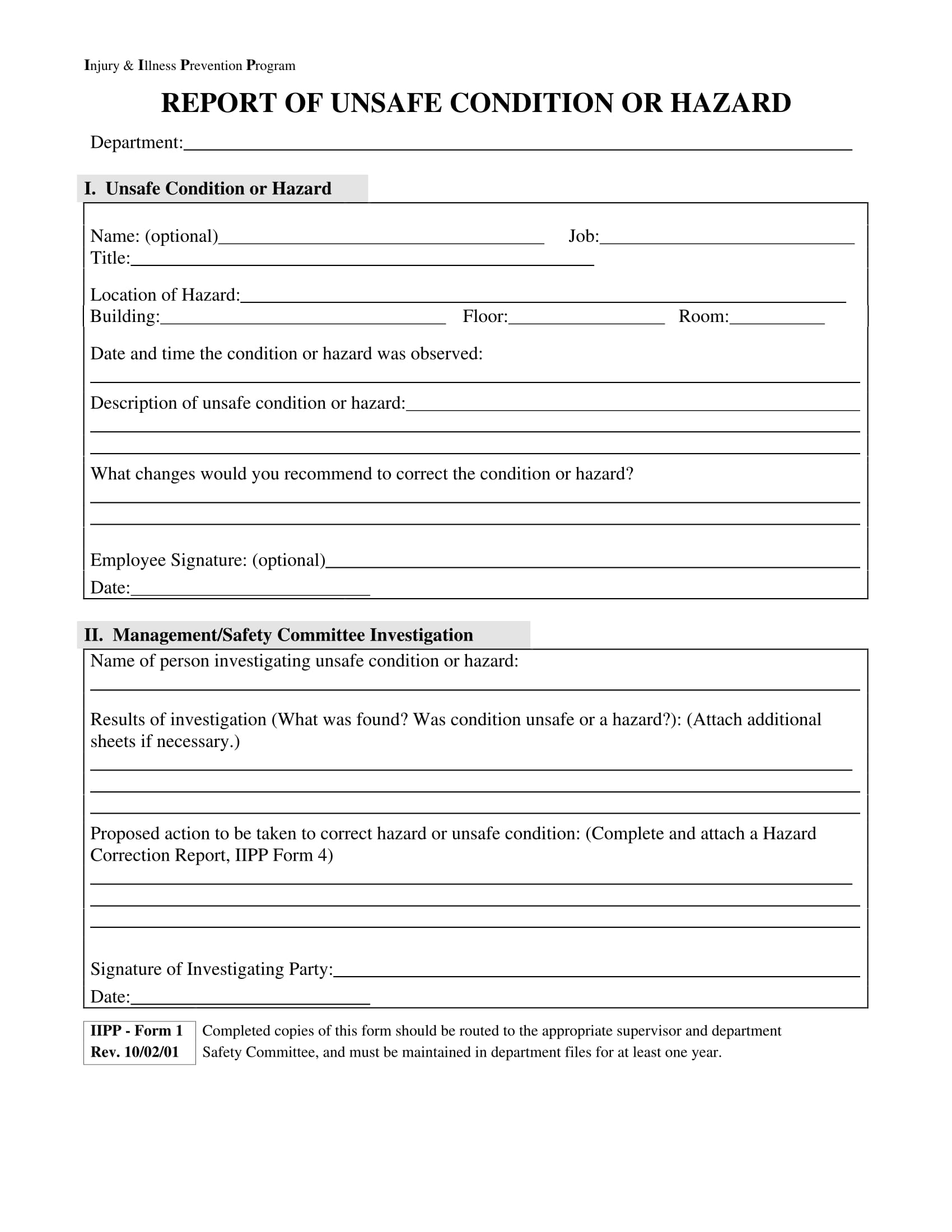 FREE 13+ Hazard Report Forms in MS Word PDF