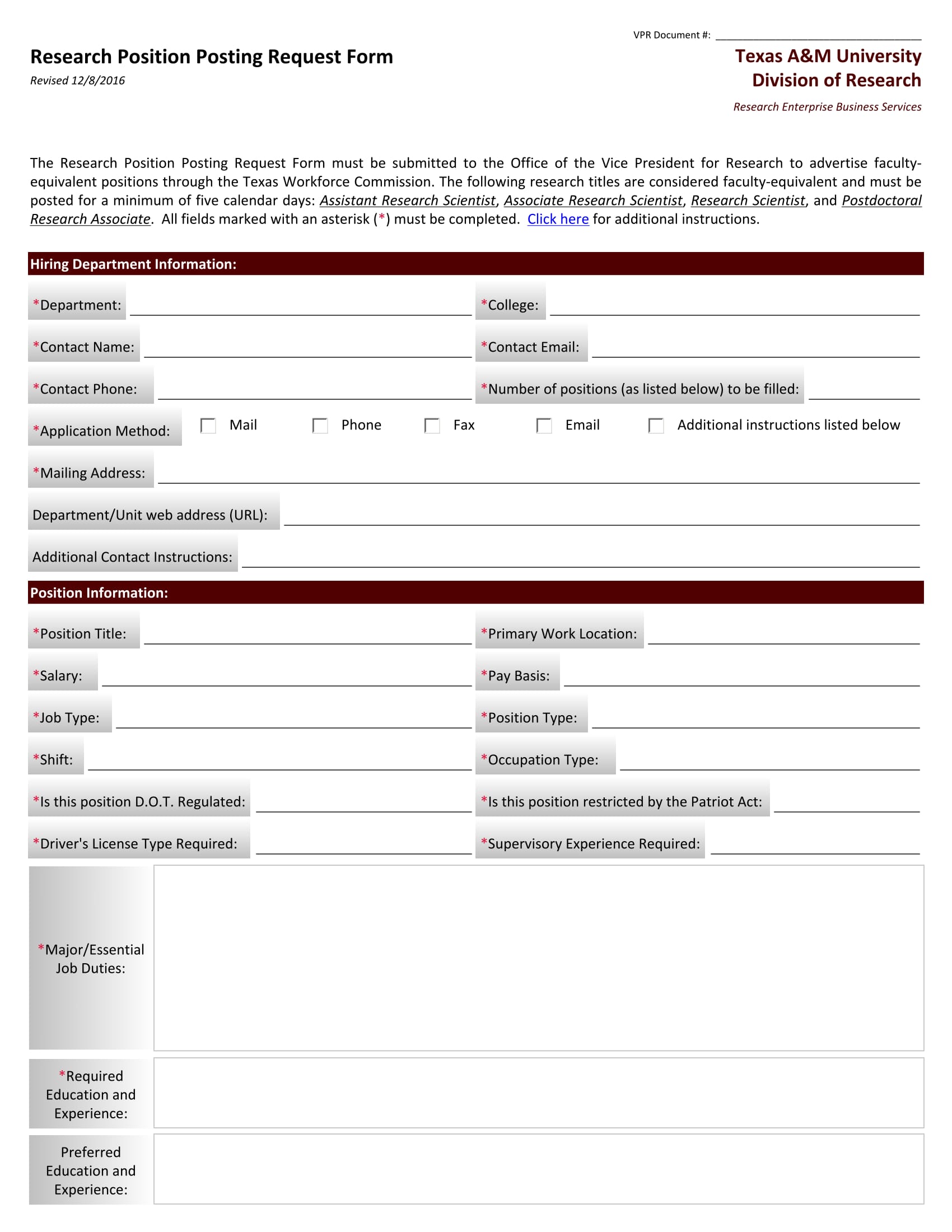 research position posting request form 1