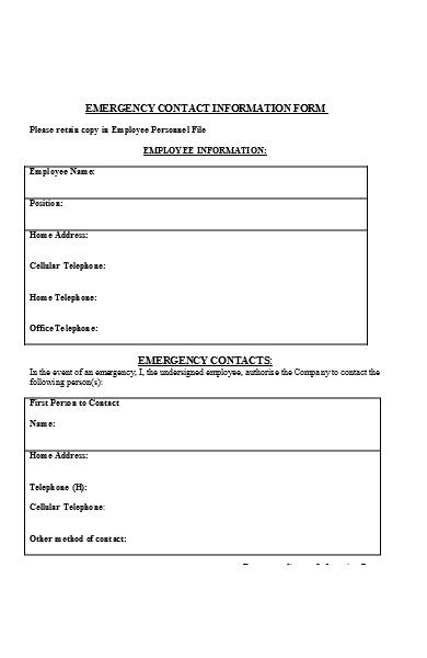 simple employee emergency notification form