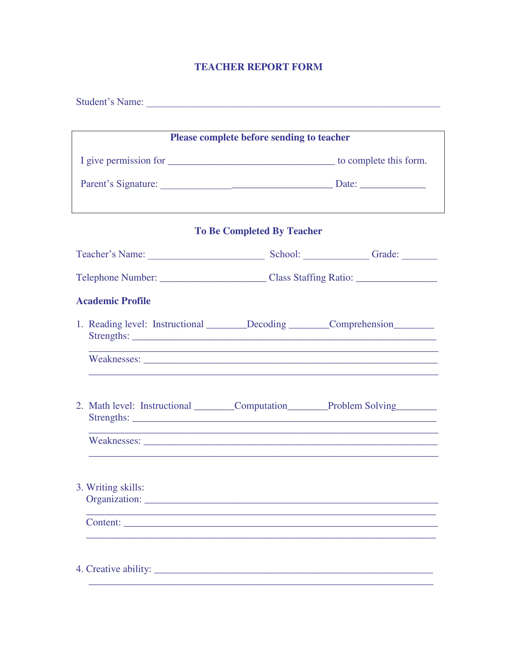 Pupil Report Template Atlanticcityaquarium