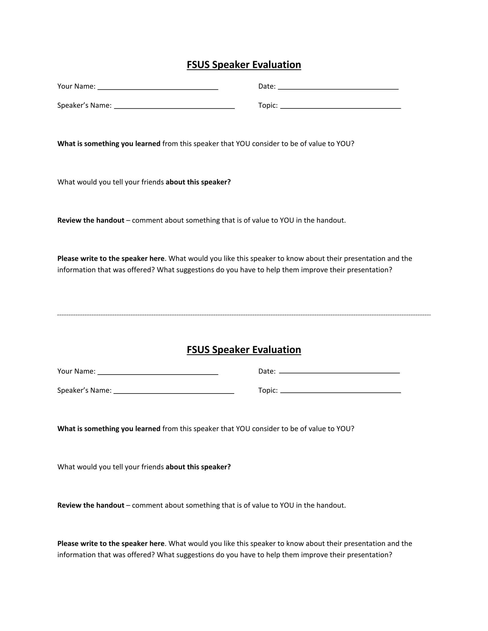 FREE 14+ Speaker Evaluation Forms in PDF