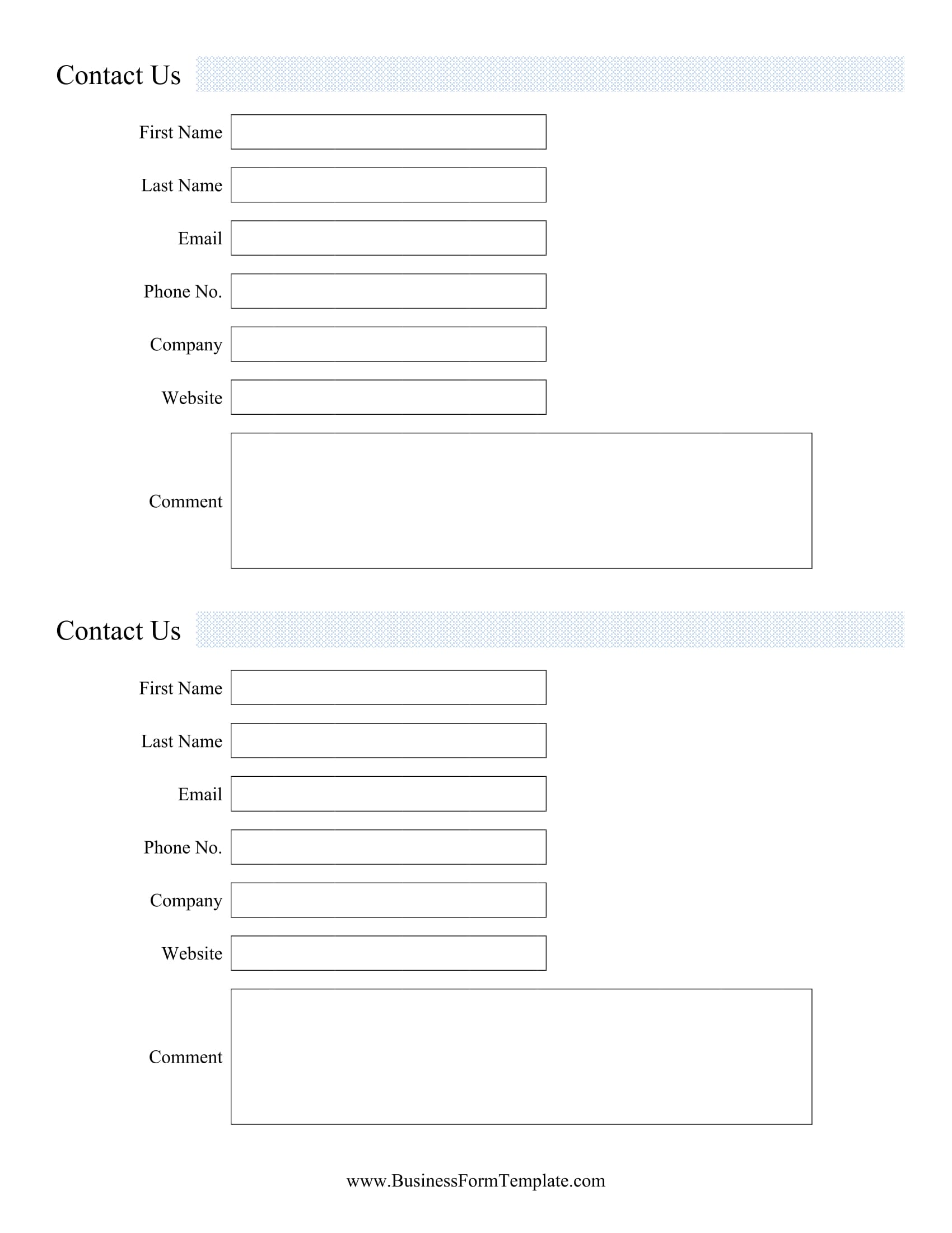 standard contact information form 1