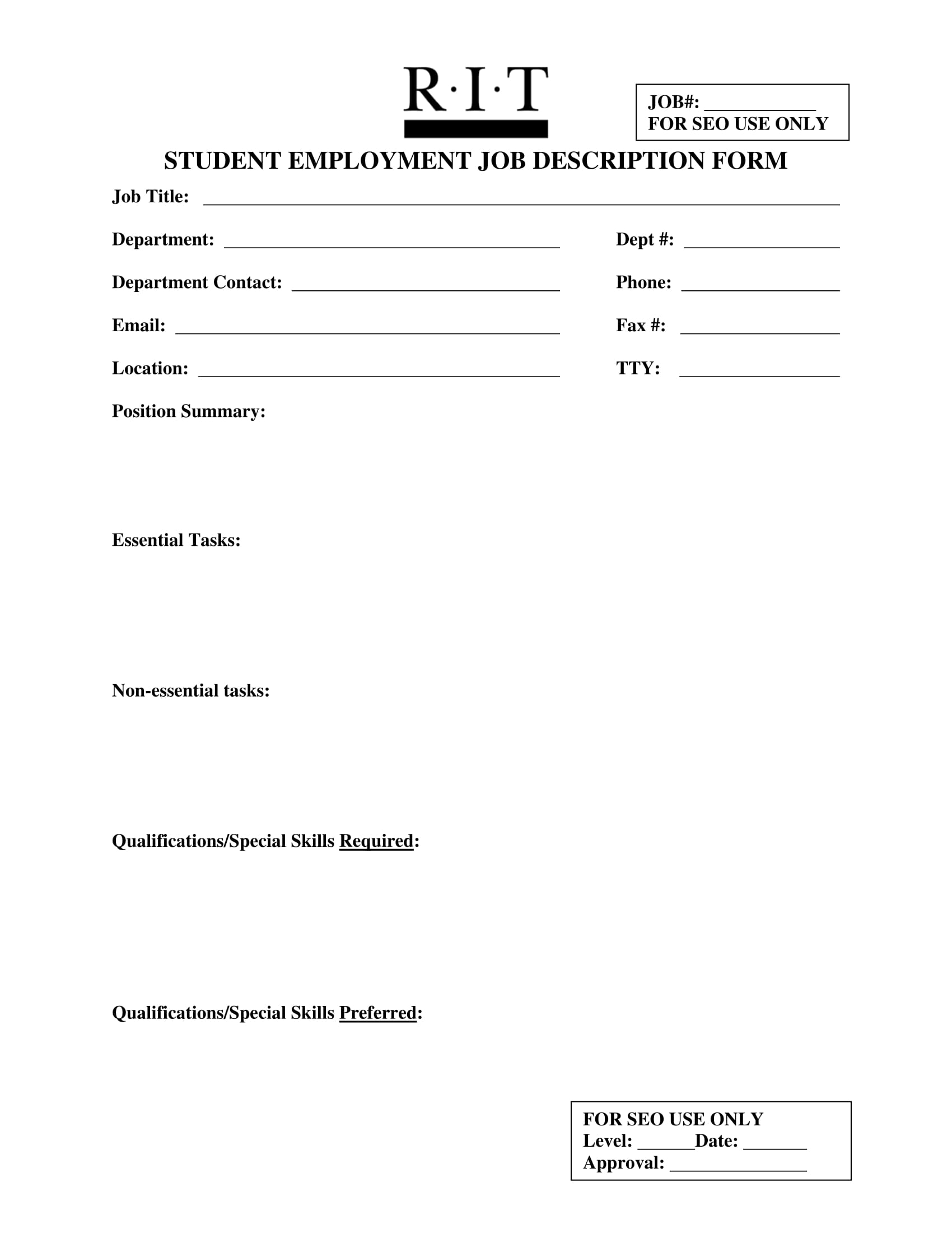 student employment job description form 1