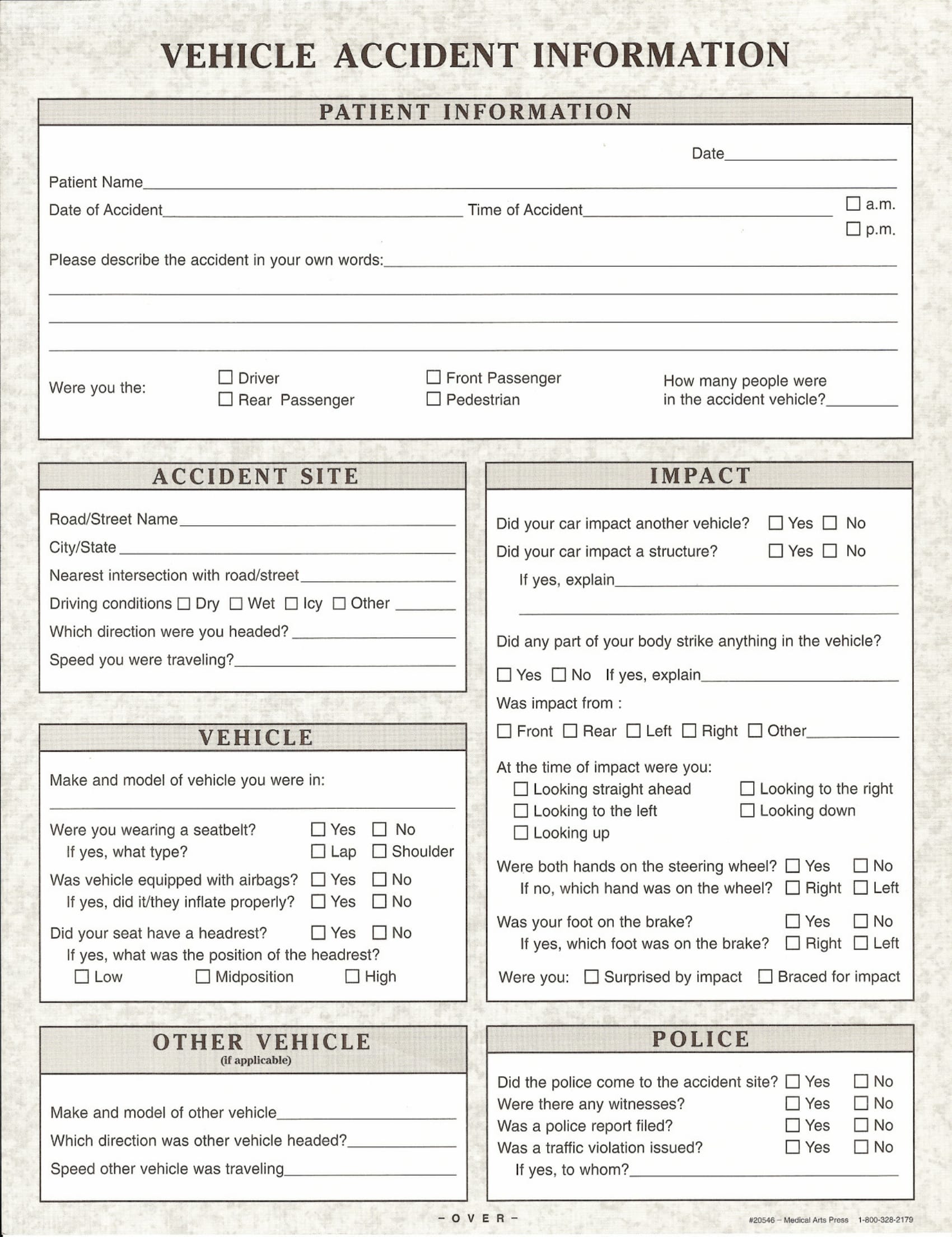 vehicle accident information form template 1