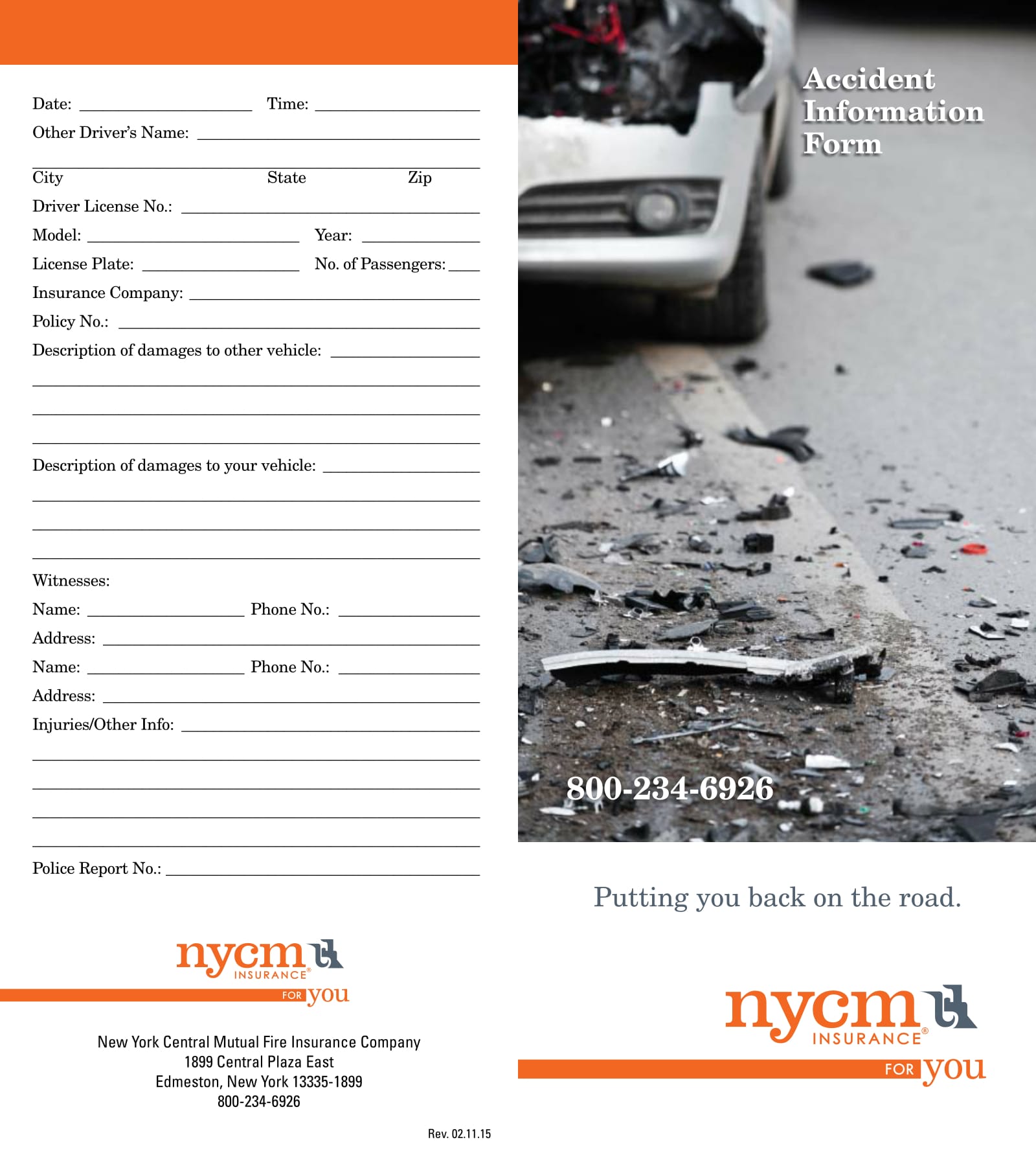 vehicle crash accident information form 1
