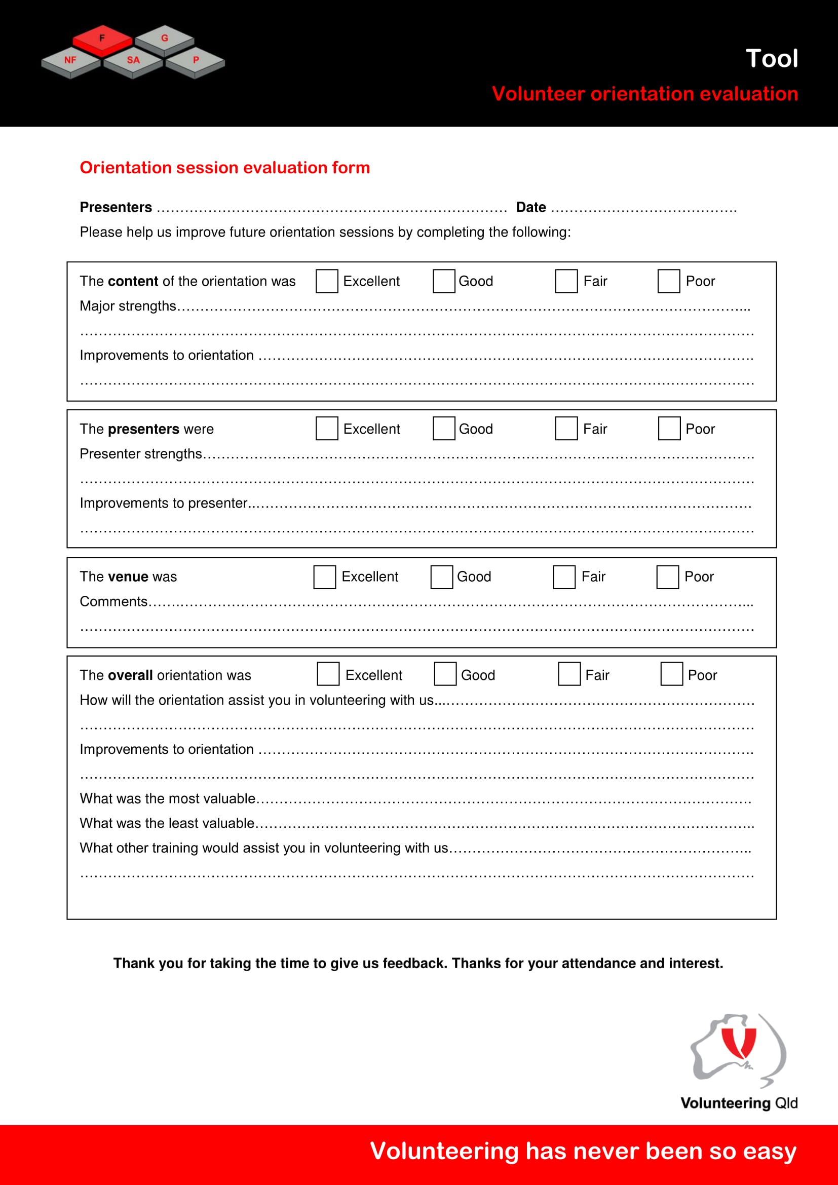 volunteer orientation evaluation form 1