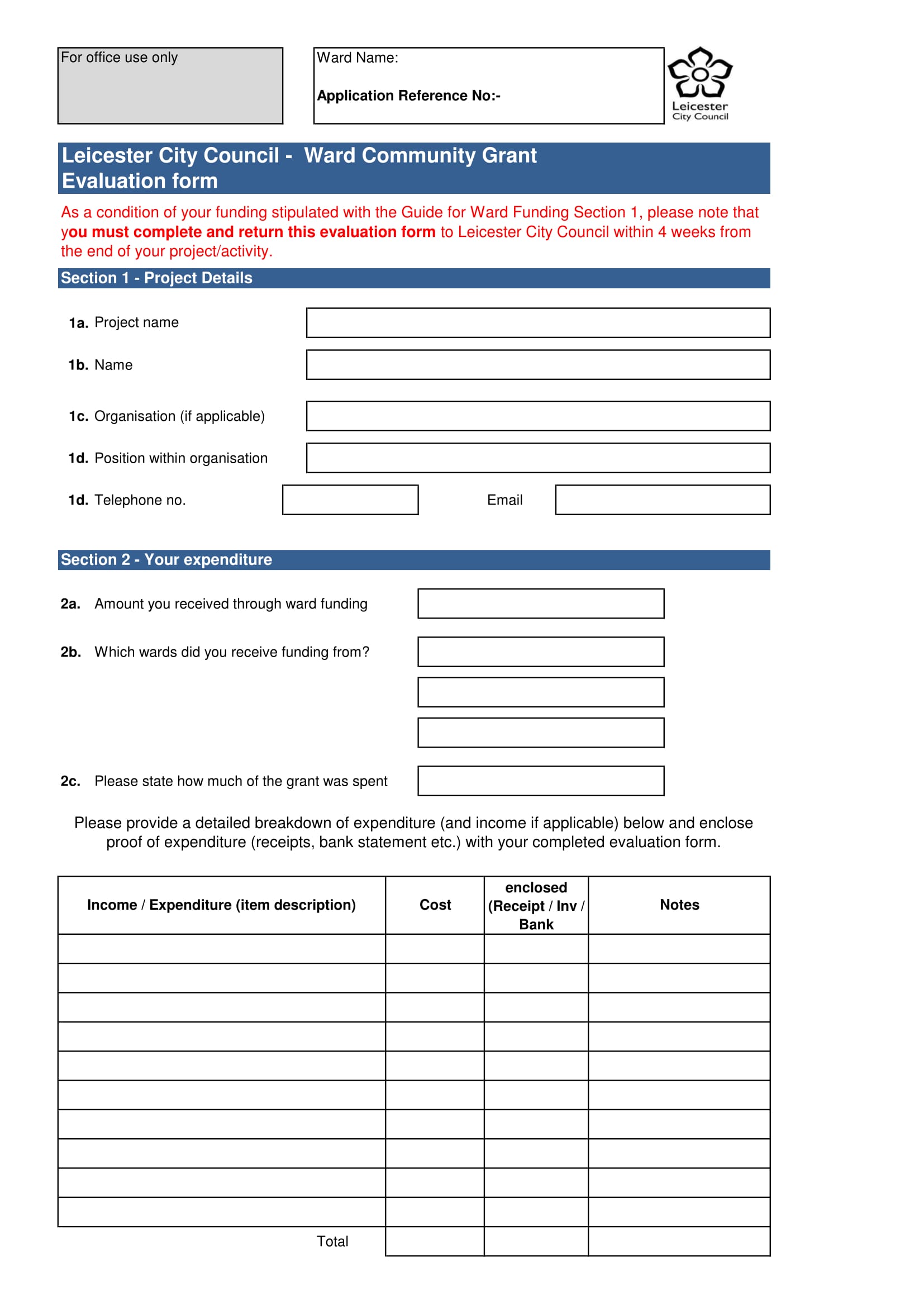 ward community grant evaluation form 1